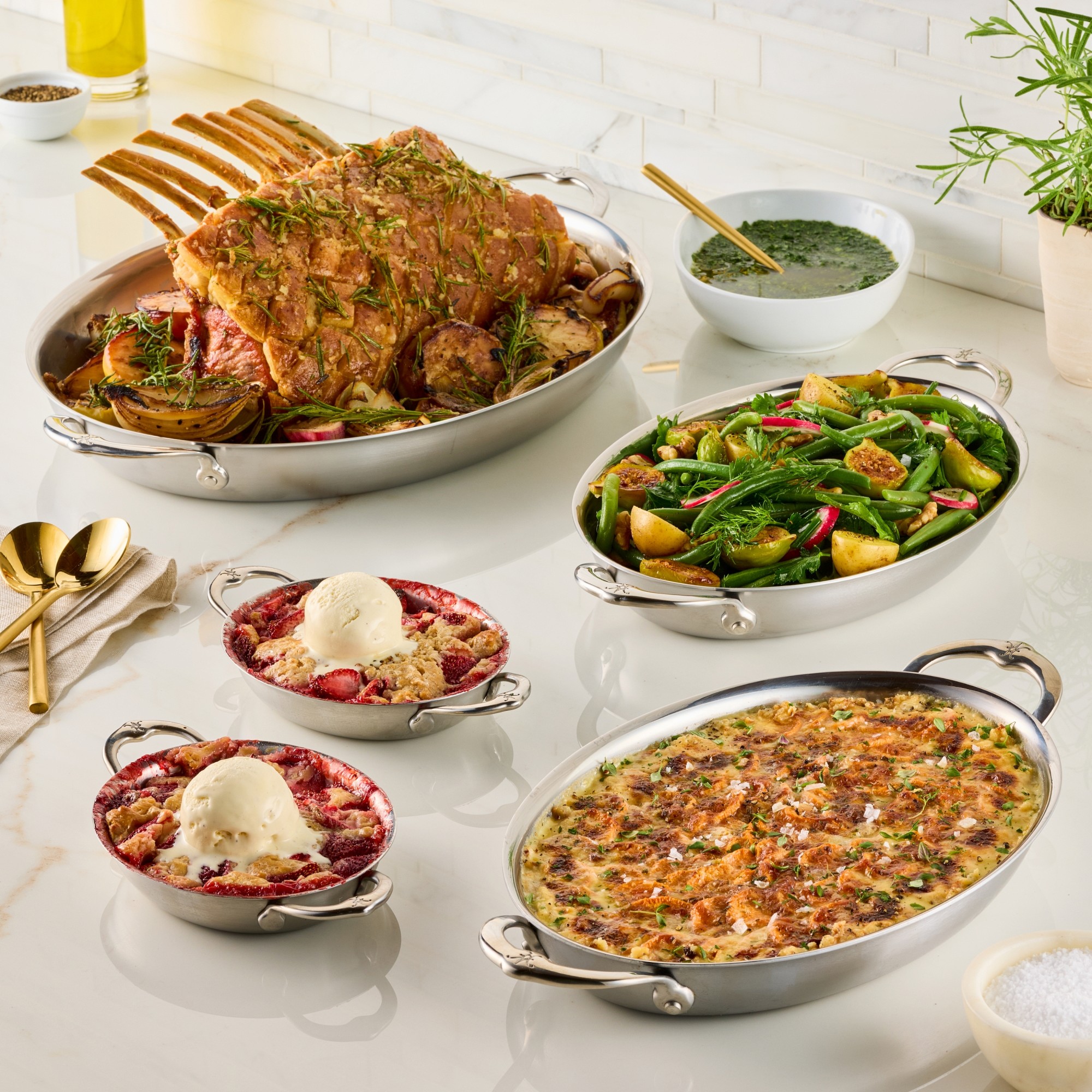 Hestan Provisions Stainless-Steel Oval Gratin Roaster