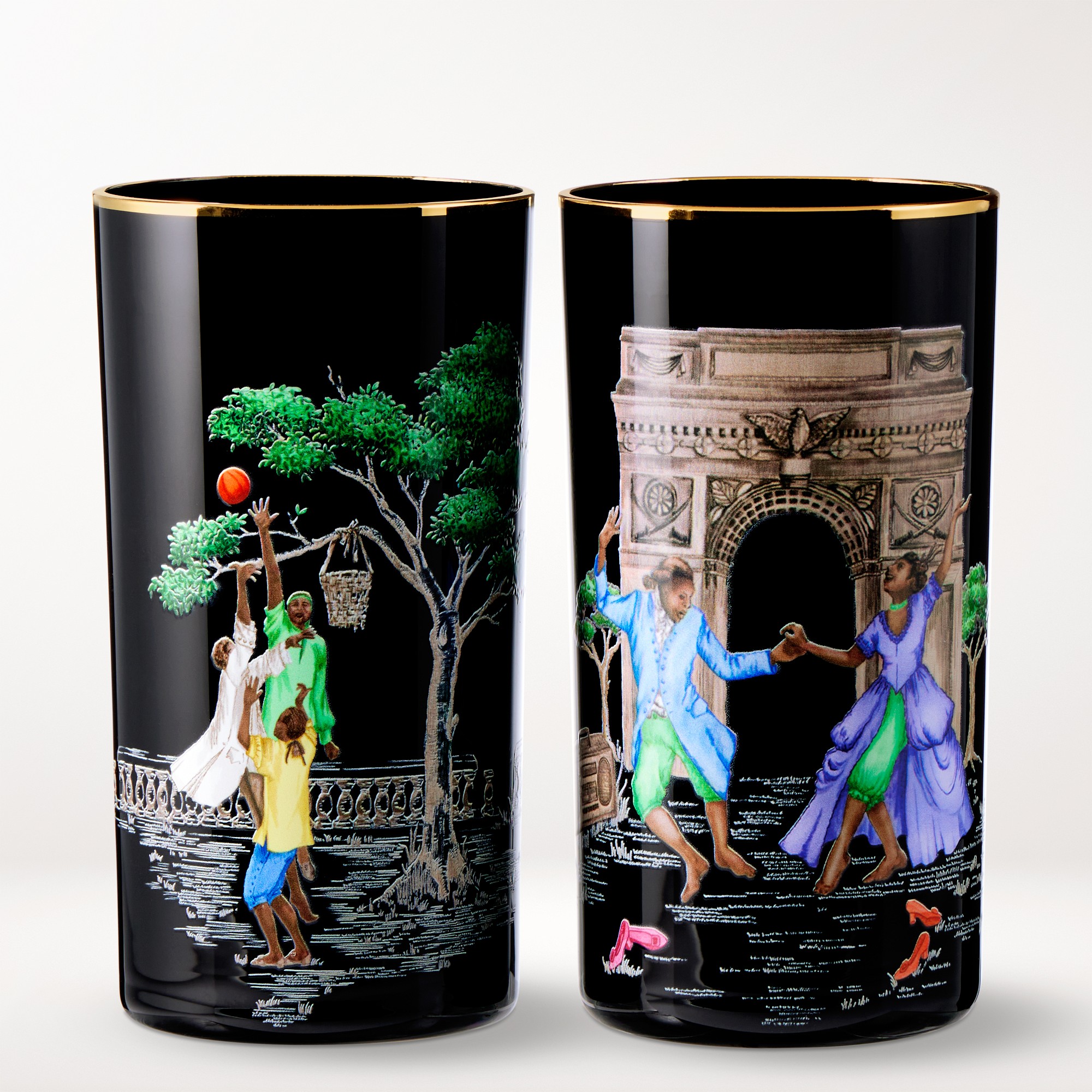 Sheila Bridges x Williams Sonoma Harlem Toile Highball Glasses, Set of 2