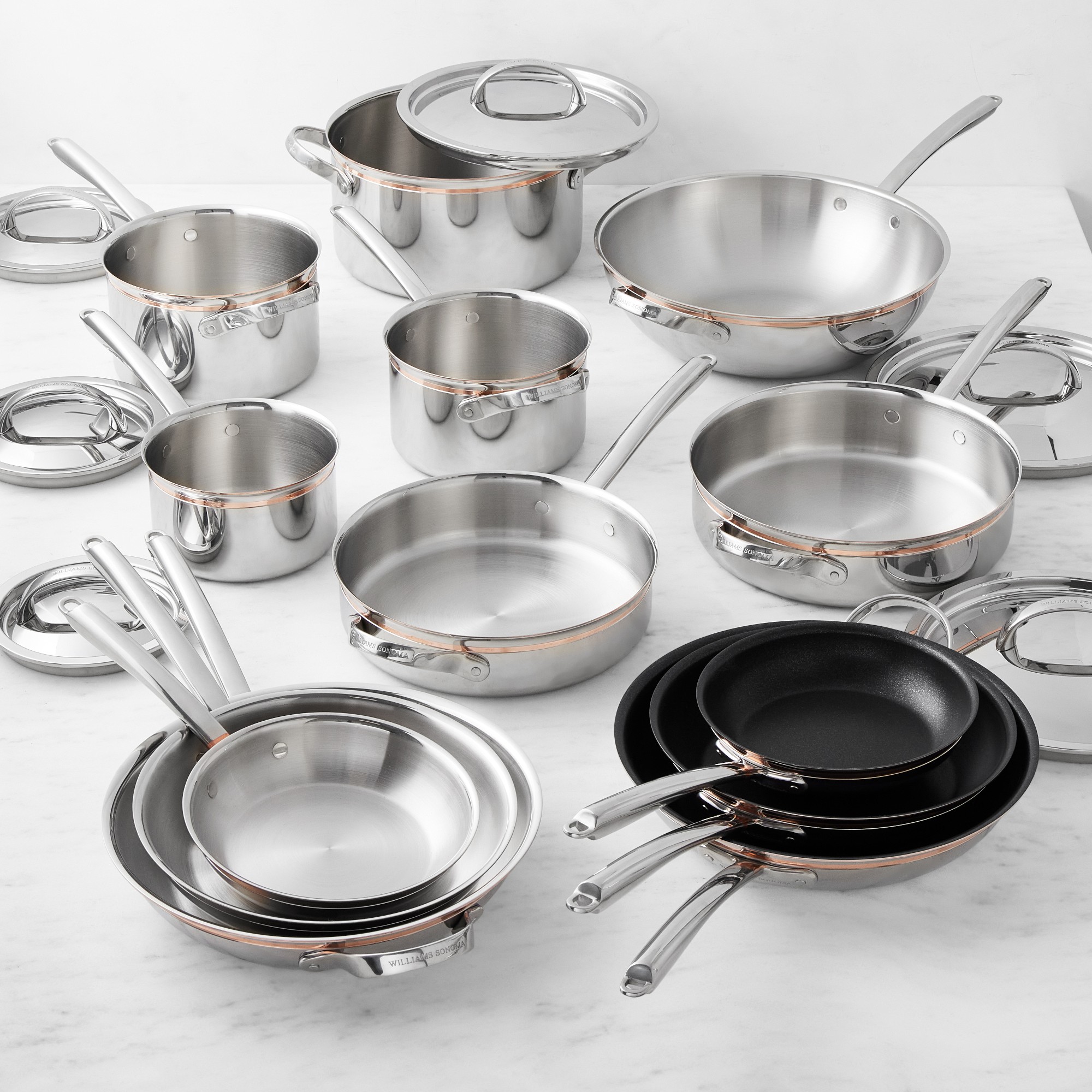 Williams Sonoma Signature Thermo-Clad™ Copper Pro 19-Piece Cookware Set