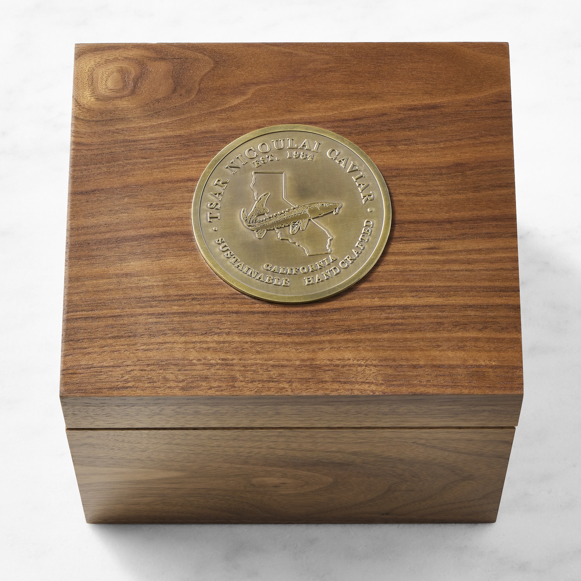 Tsar Nicoulai Golden Reserve Caviar with Custom Walnut Wood Gift Box, 8.82-Oz