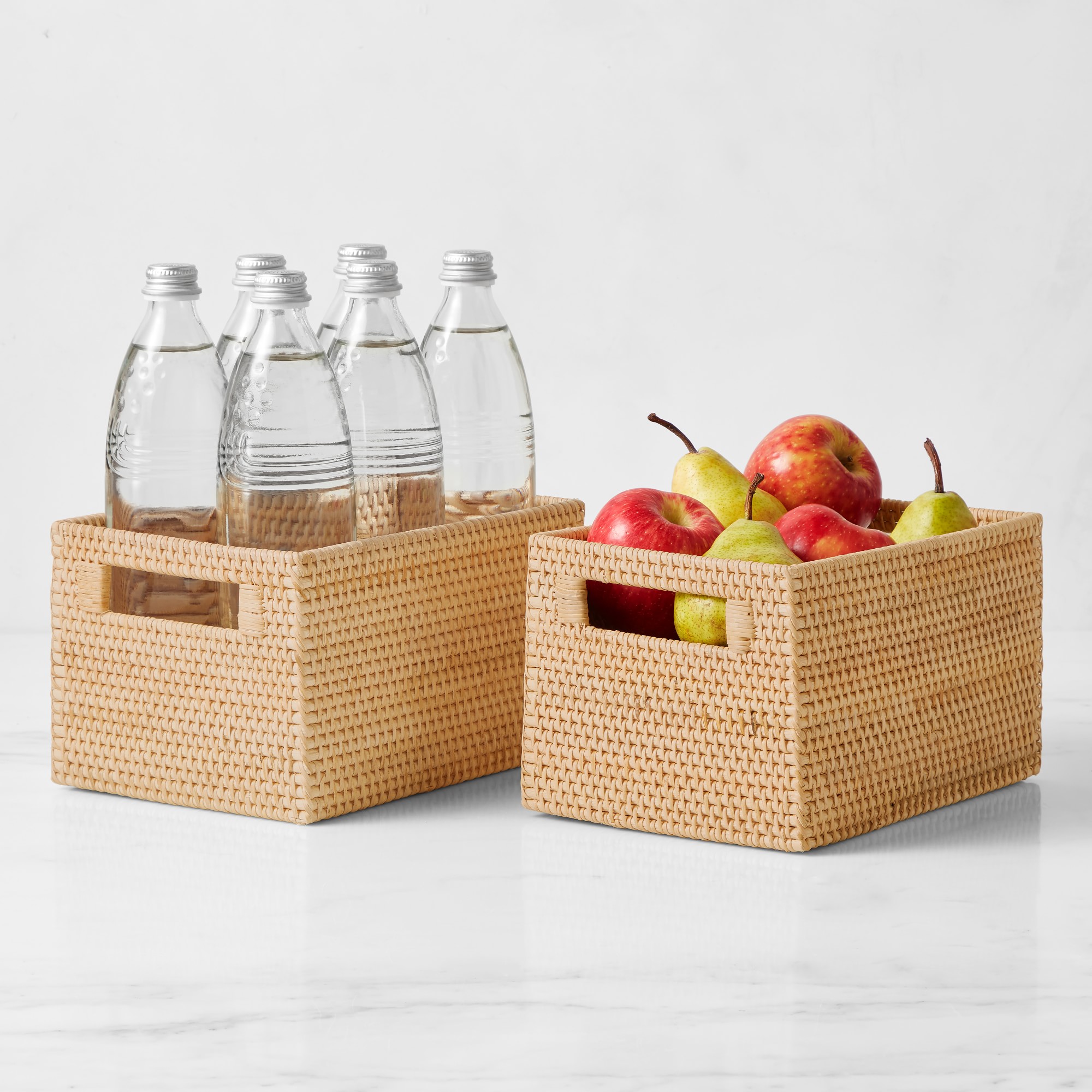 Hold Everything Rattan Cubby Pantry Baskets