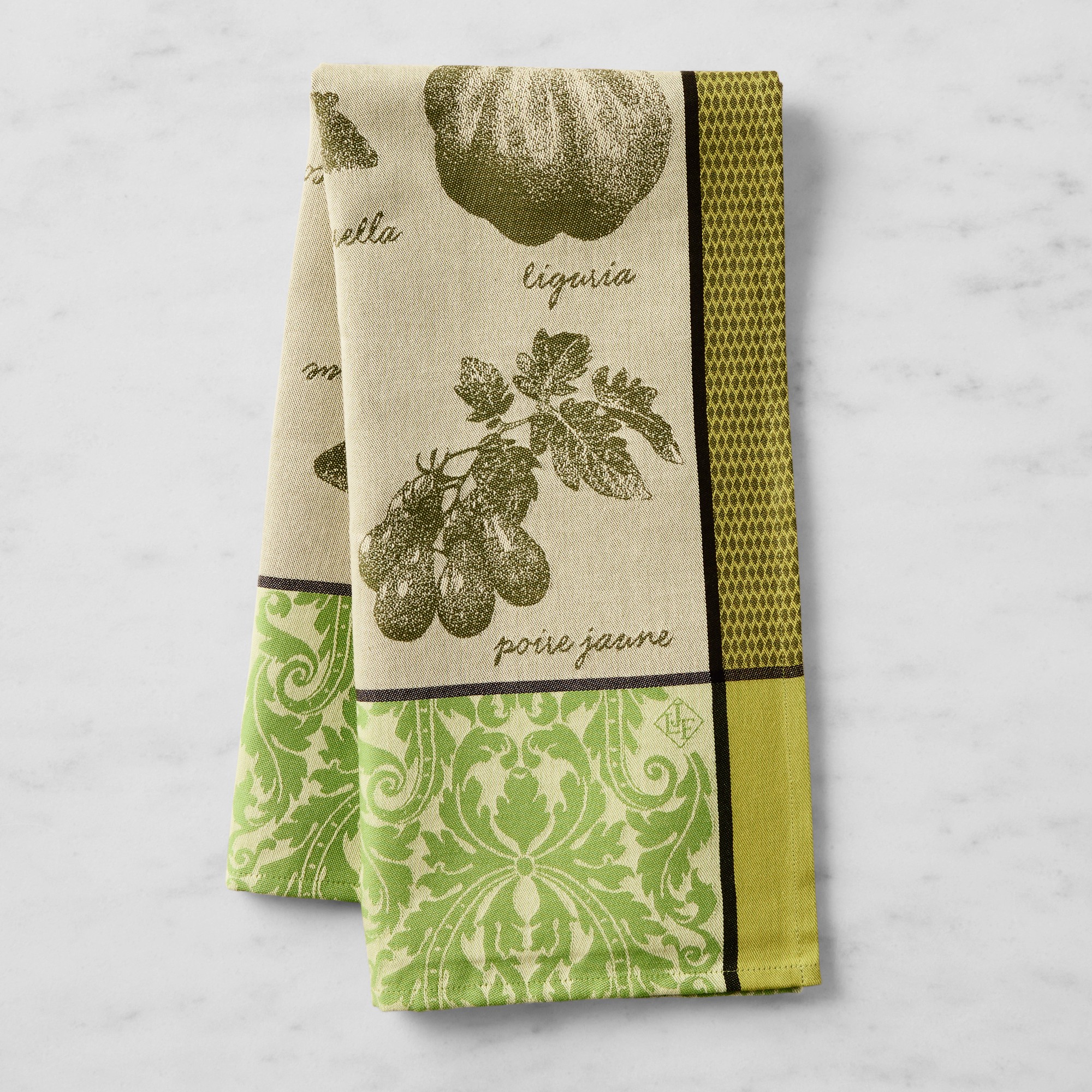 Jacquard Francais Tomato Green Tea Towel
