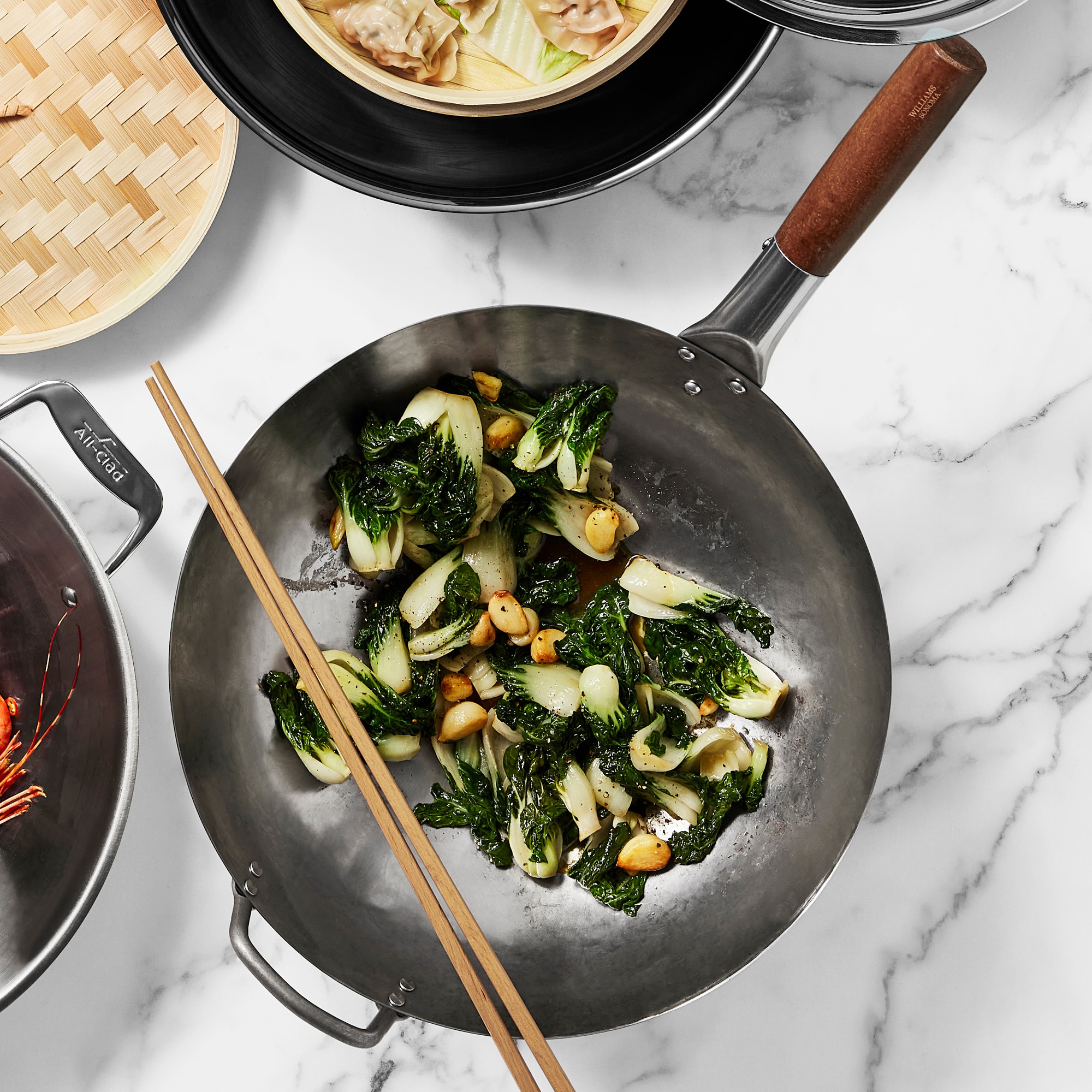 Williams Sonoma Traditional Carbon Steel Flat-Bottom Wok, 14