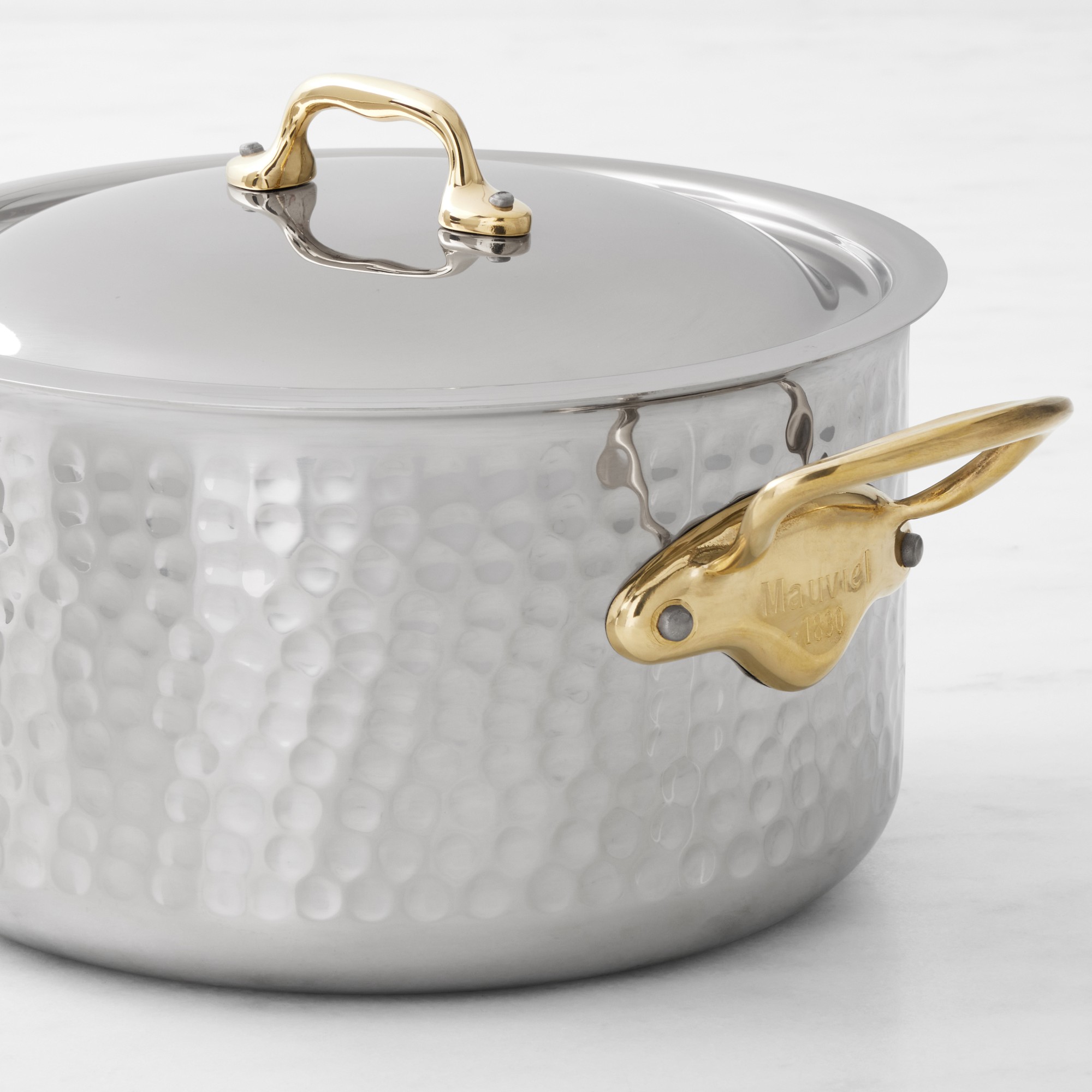 Mauviel M'Elite B Hammered Stainless-Steel Dutch Oven