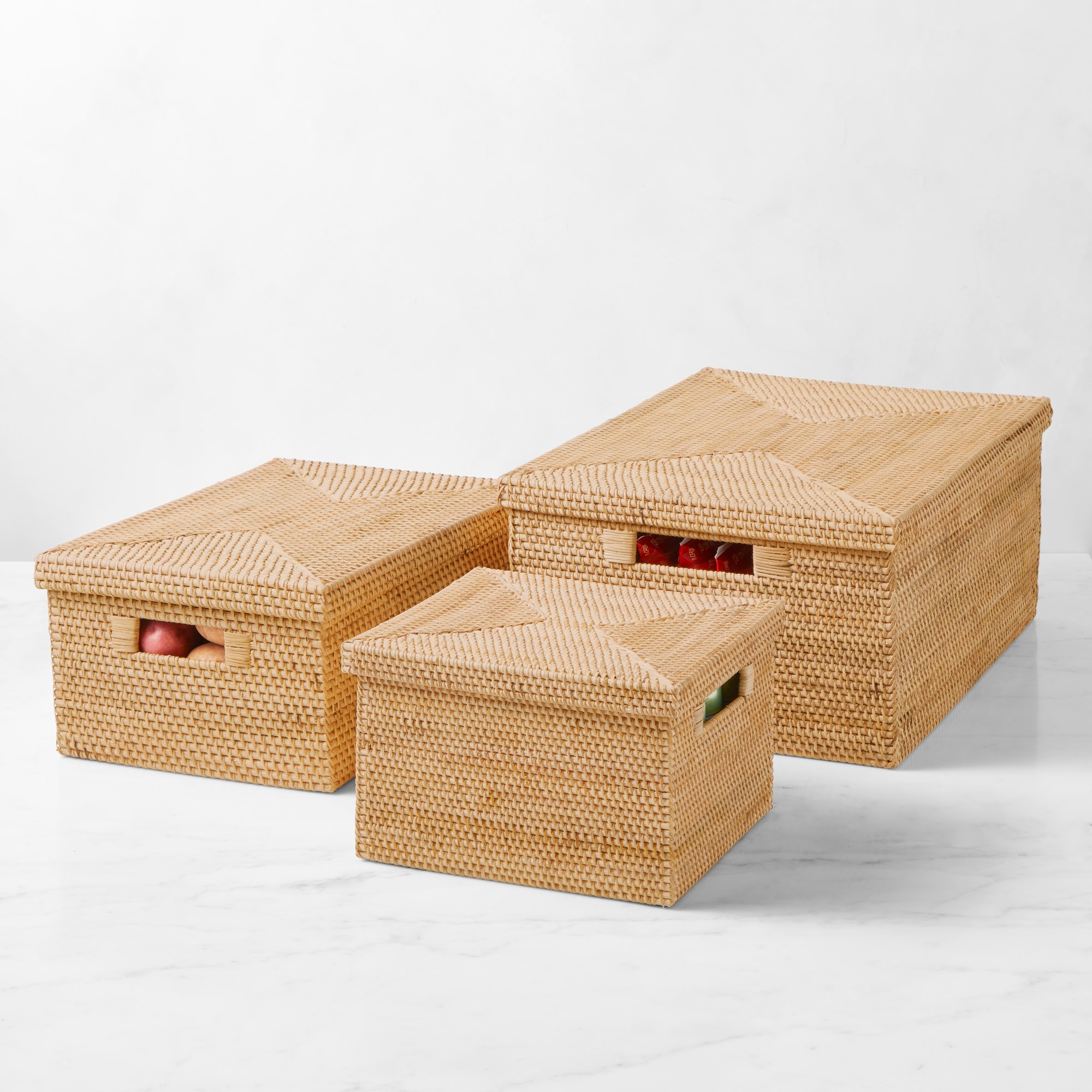 Hold Everything Rattan Lidded Baskets