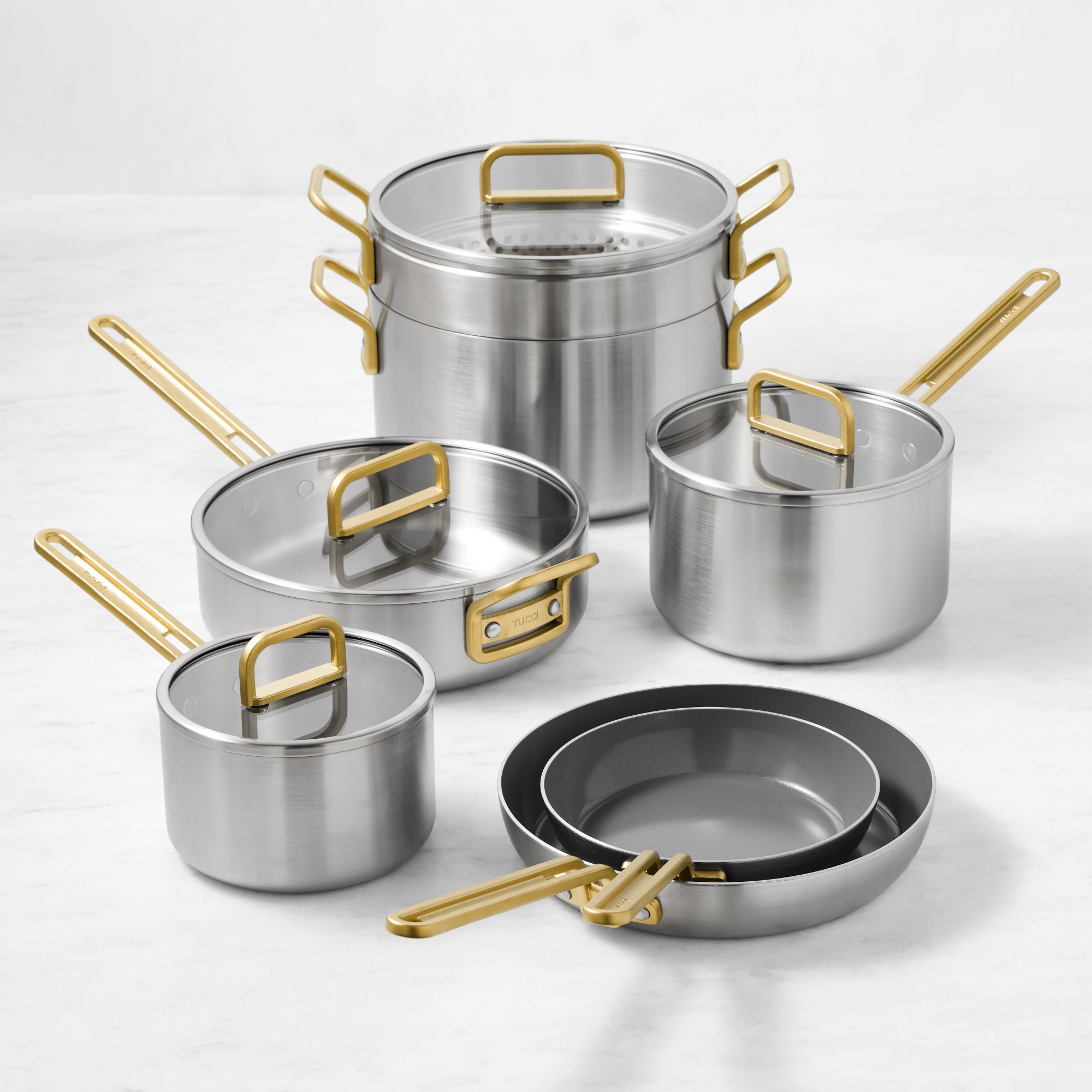 GreenPan™ Stanley Tucci™ Stainless-Steel Mixed Material 11-Piece Cookware Set