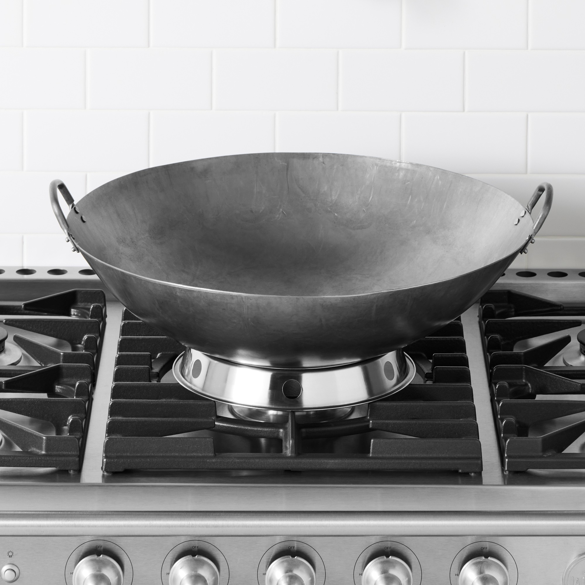 Williams Sonoma Traditional Flat Bottom Carbon Steel Double Handled Wok