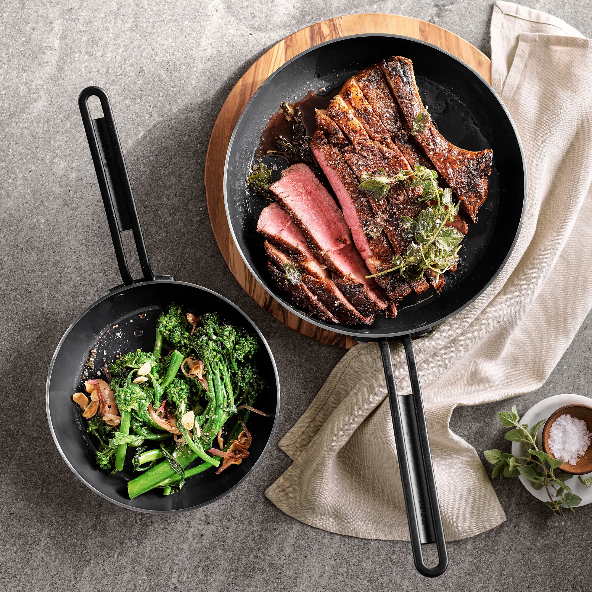 GreenPan™ Stanley Tucci™ Stainless-Steel Ceramic Nonstick Fry Pan Set of 2, Black