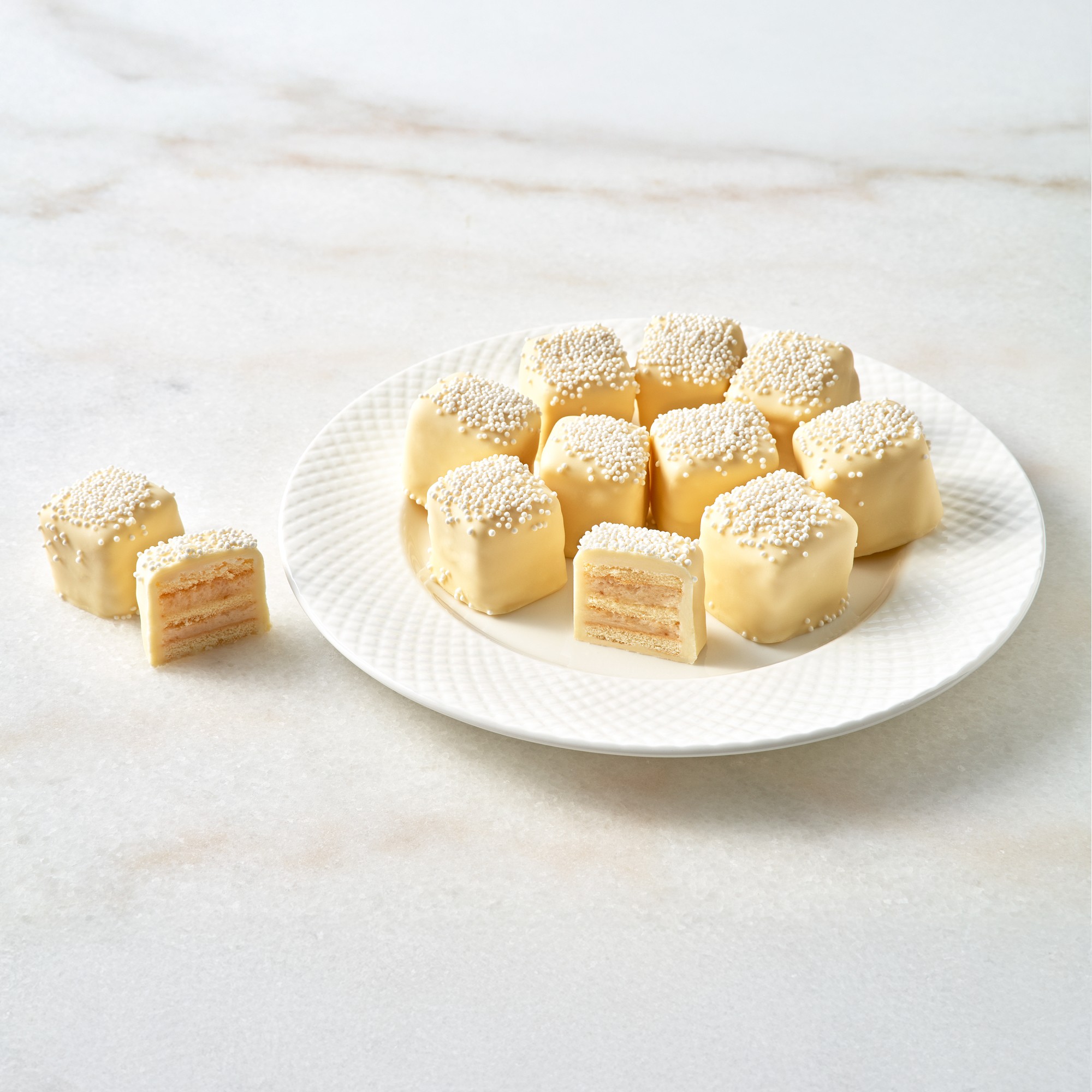 Bissinger's White Chocolate Vanilla Cake Petit Fours, Set of 12