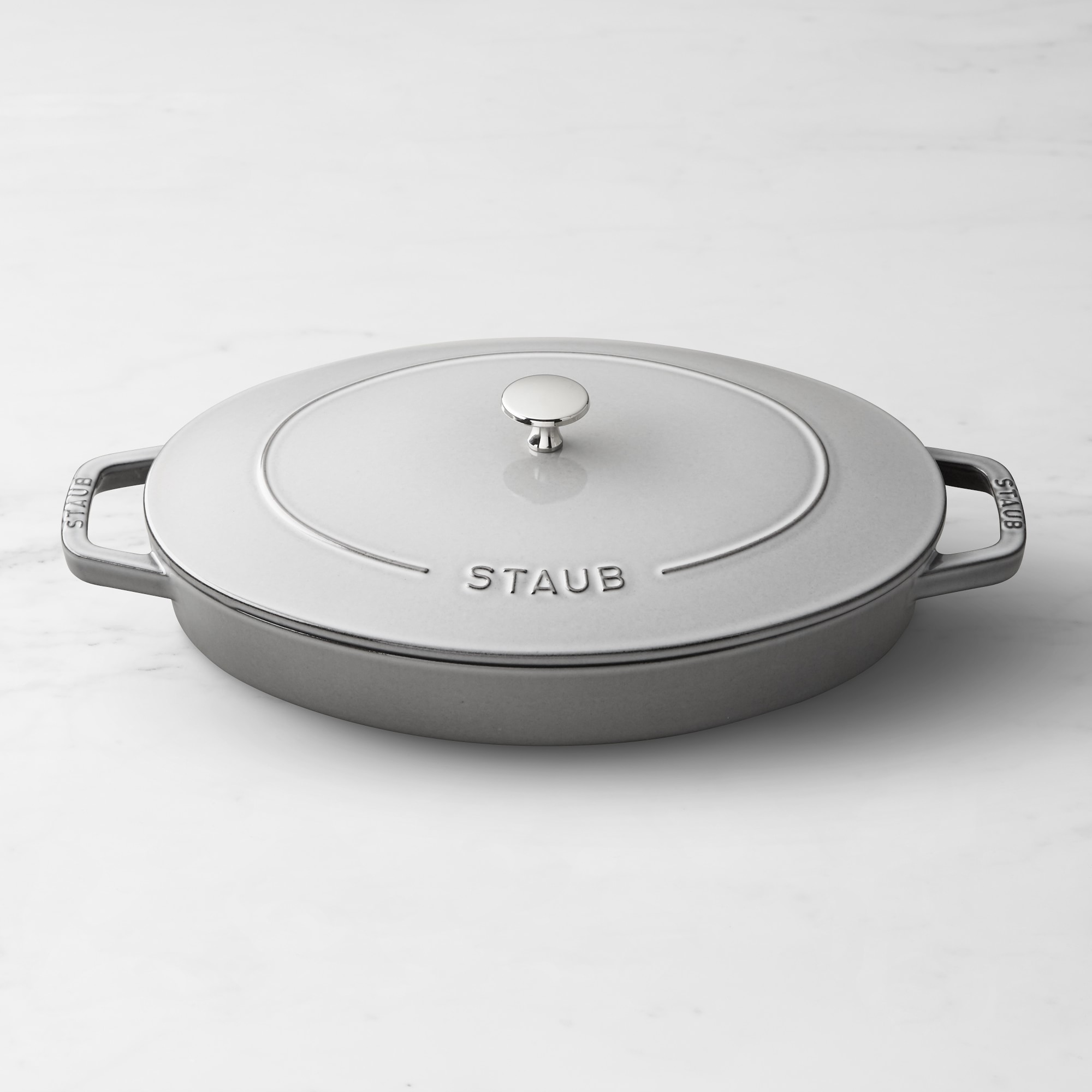 Staub Enameled Cast Iron Oval Gratin with Lid, 2 1/4 Qt.