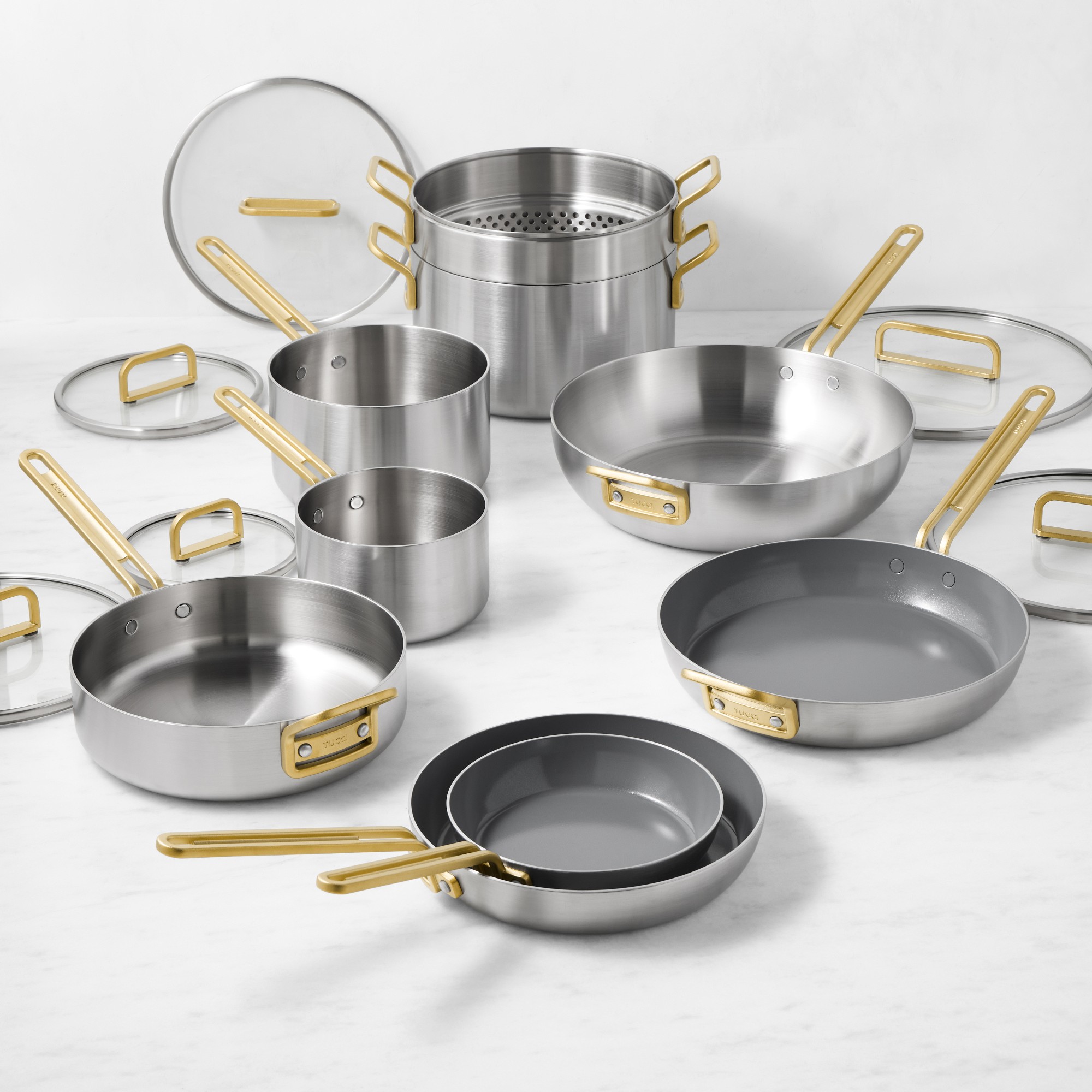 GreenPan™ Stanley Tucci™ Stainless-Steel Mixed Material 15-Piece Cookware Set