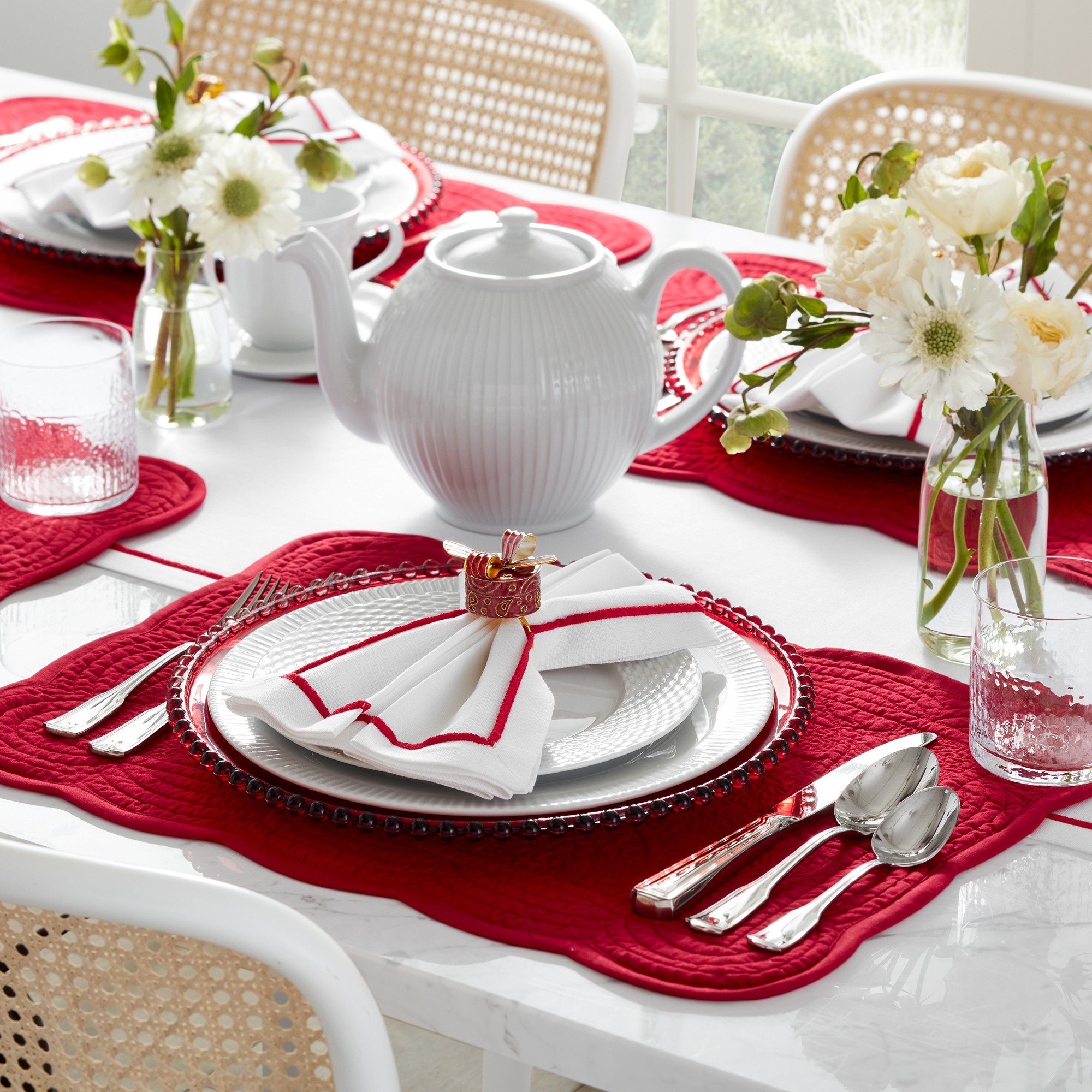 Red Border Table Runner