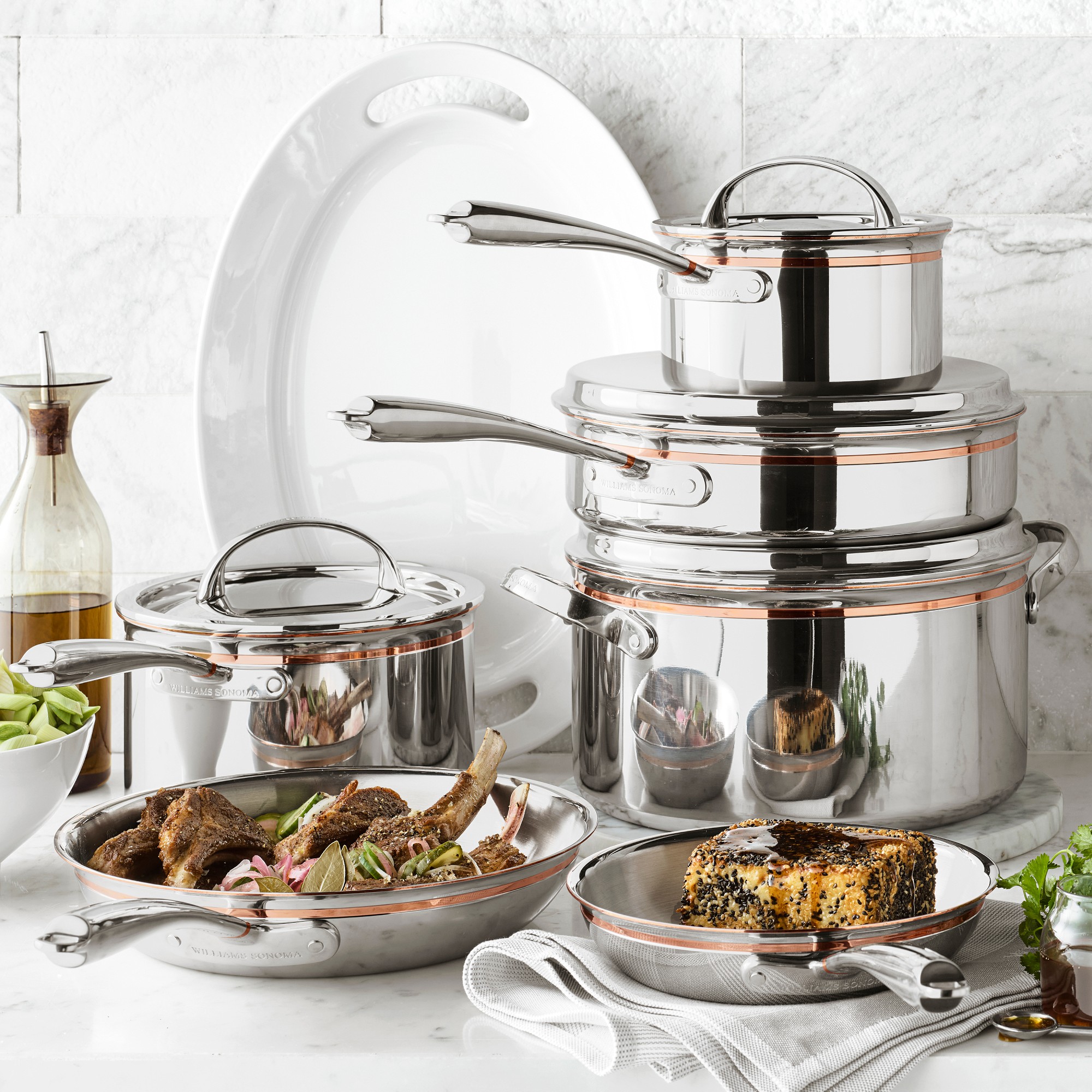 Williams Sonoma Signature Thermo-Clad™ Copper Pro 10-Piece Cookware Set