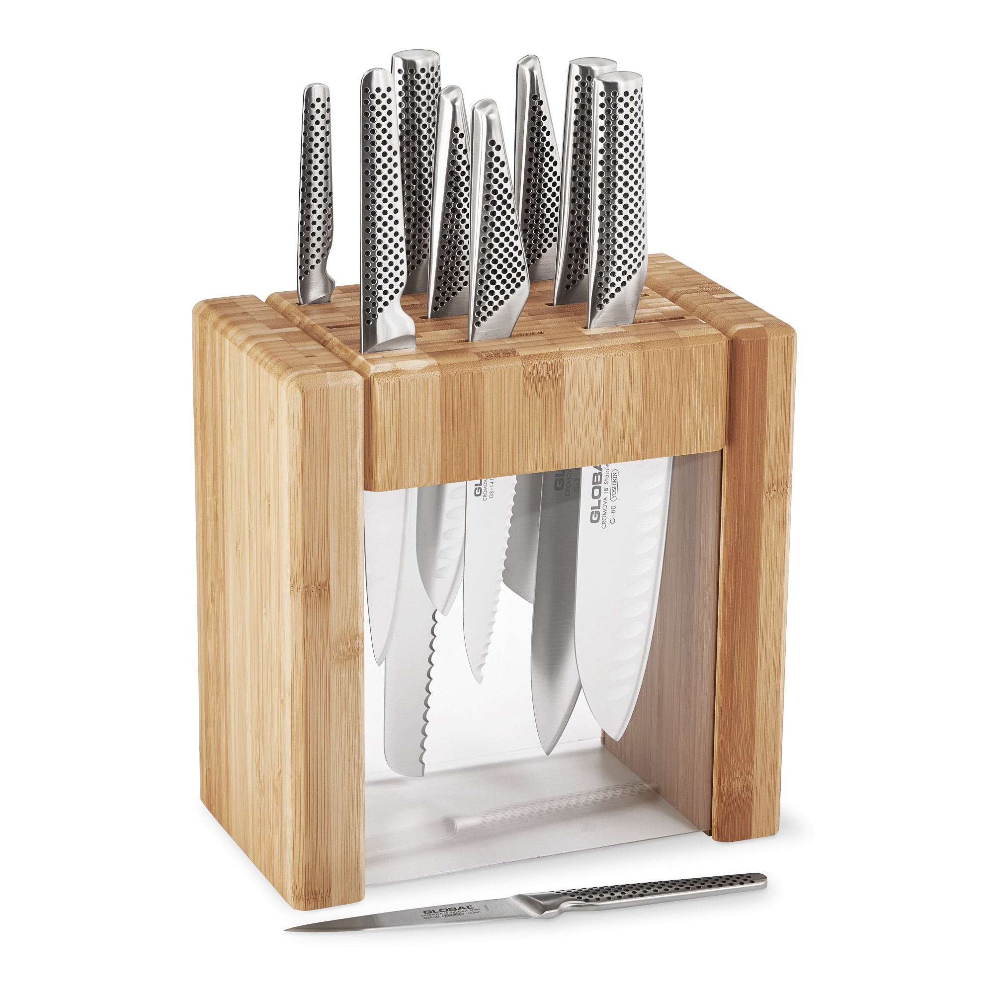 Global Classic Ikasu X Acrylic Knife Block, Set of 10