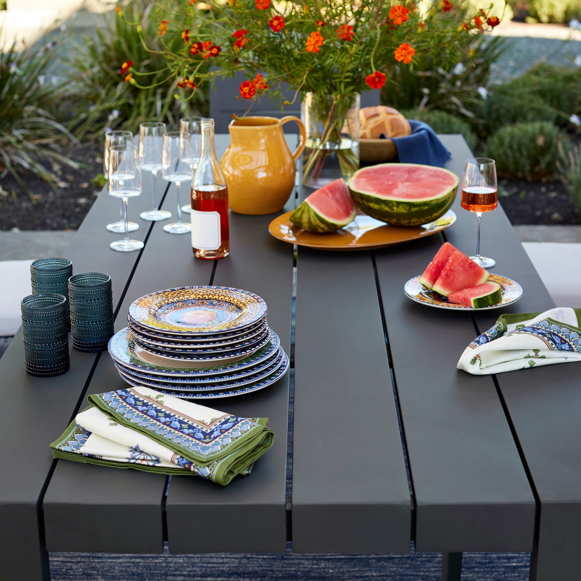 Larnaca Outdoor Slate Grey Metal Dining Table (94-108)