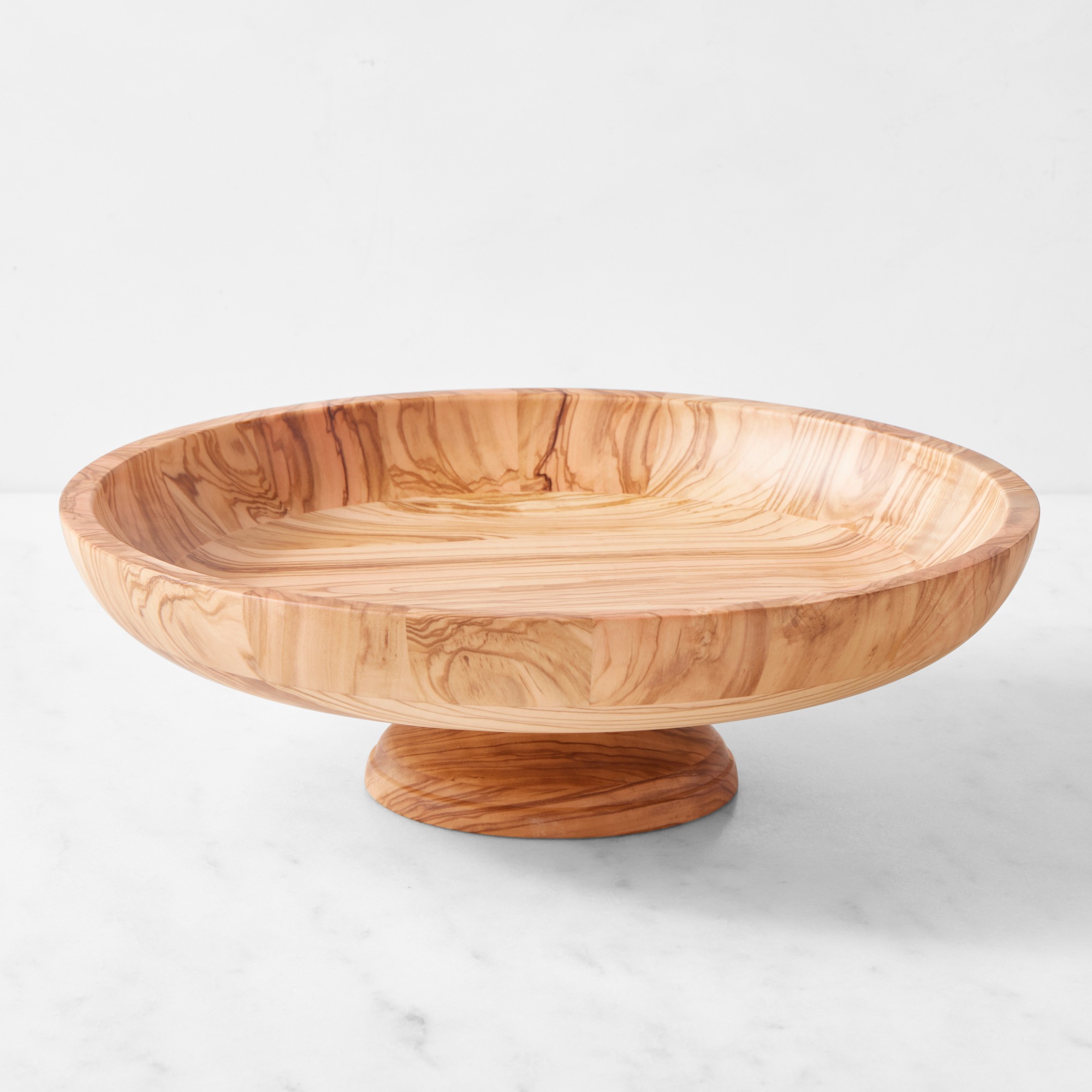 Williams Sonoma Olivewood Pedestal Fruit Bowl