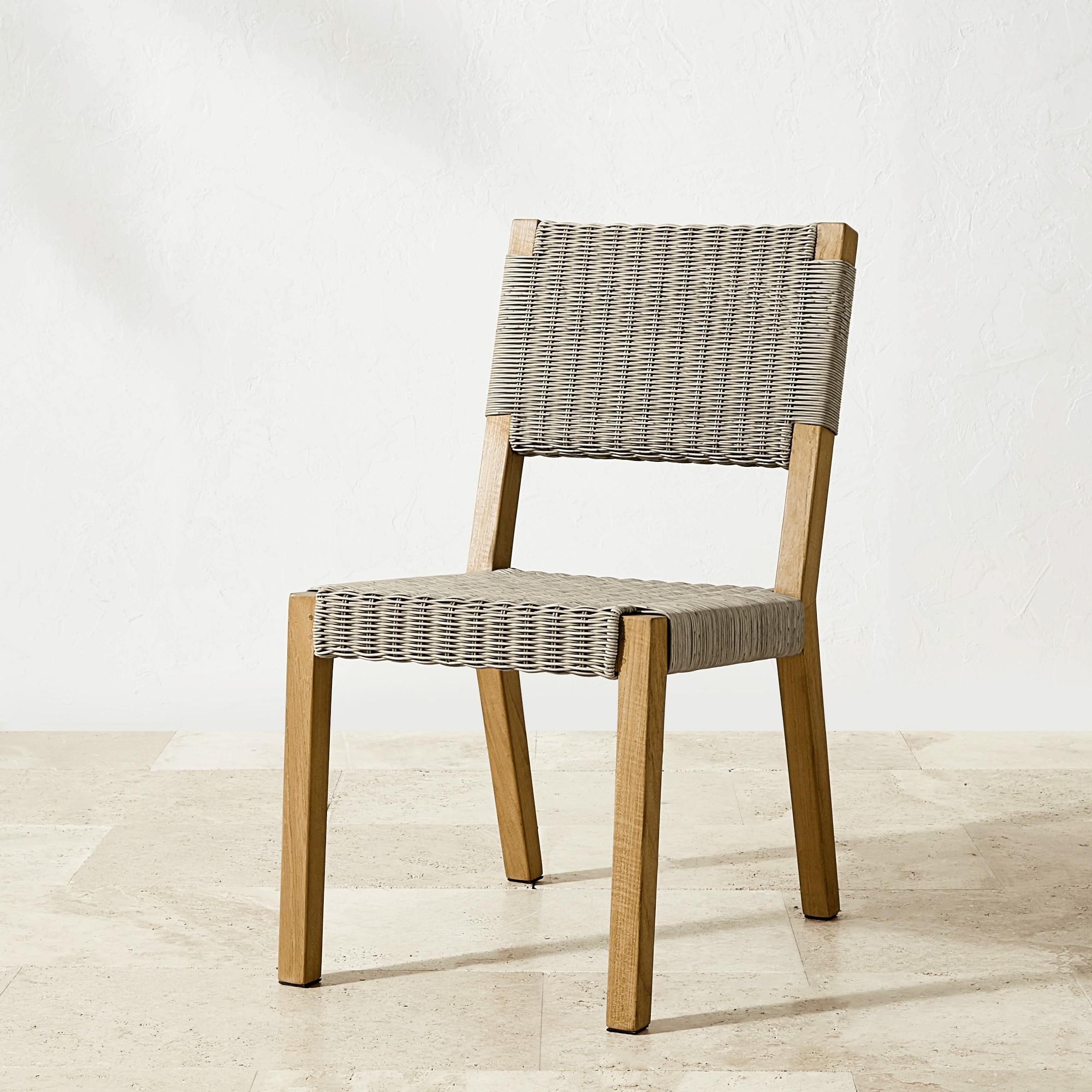 Larnaca Outdoor Natural Teak x All-Weather Weave Dining Side Chair