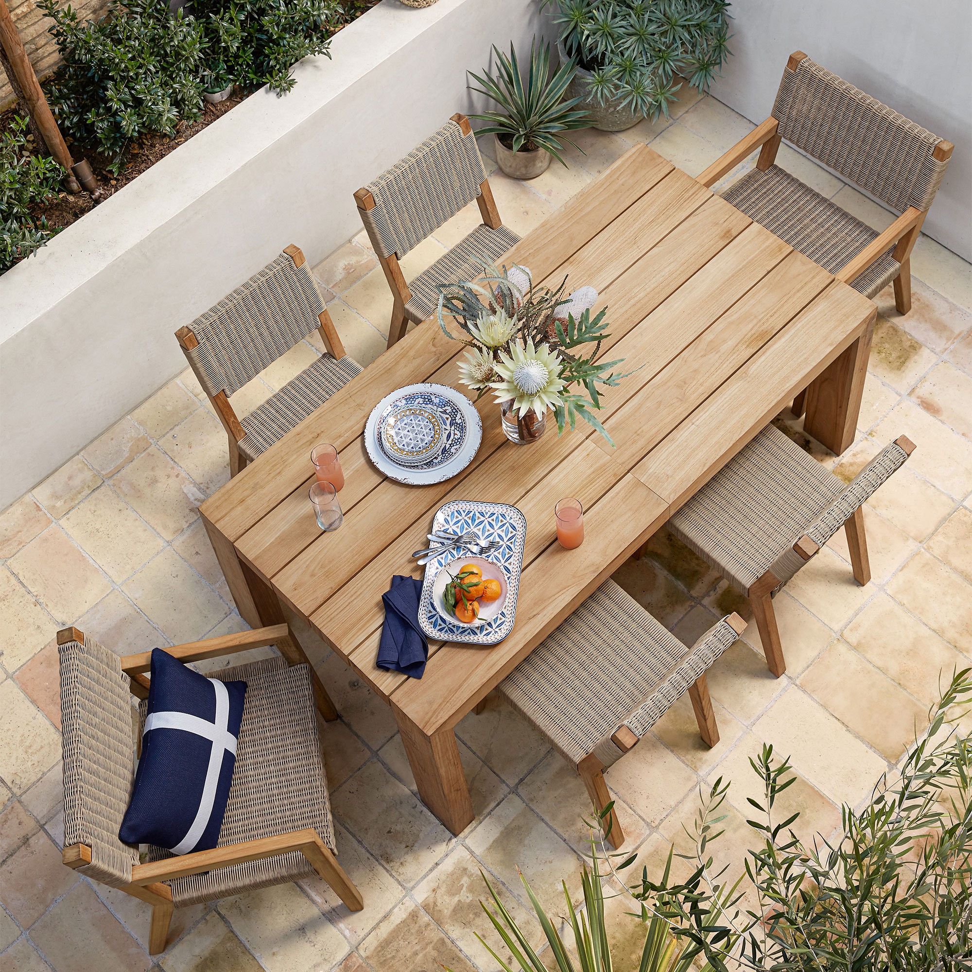 Larnaca Outdoor Natural Teak x All-Weather Weave Dining Armchair