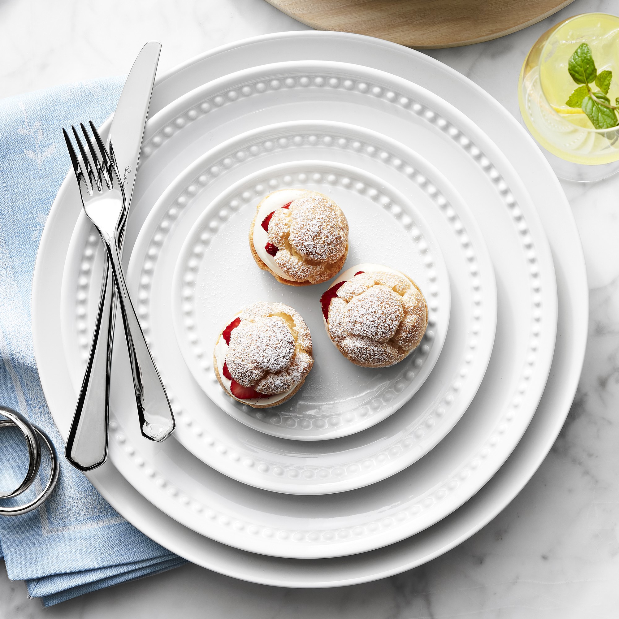 Pillivuyt Beaded Coupe Salad Plates