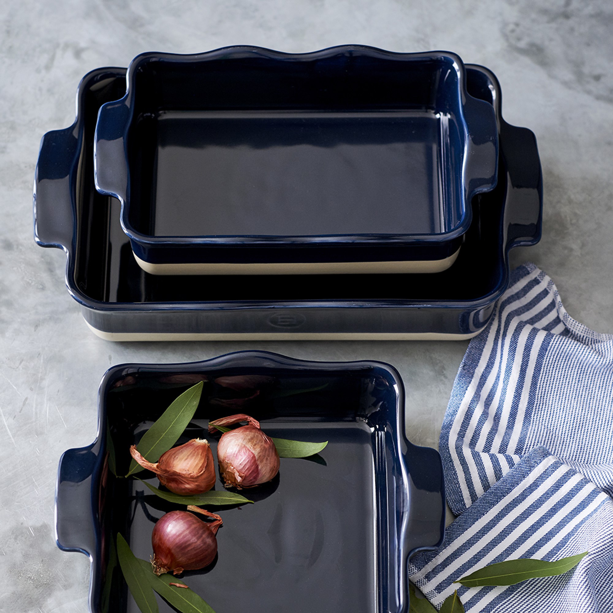 Emile Henry French Ceramic Ruffled Rectangular Baker