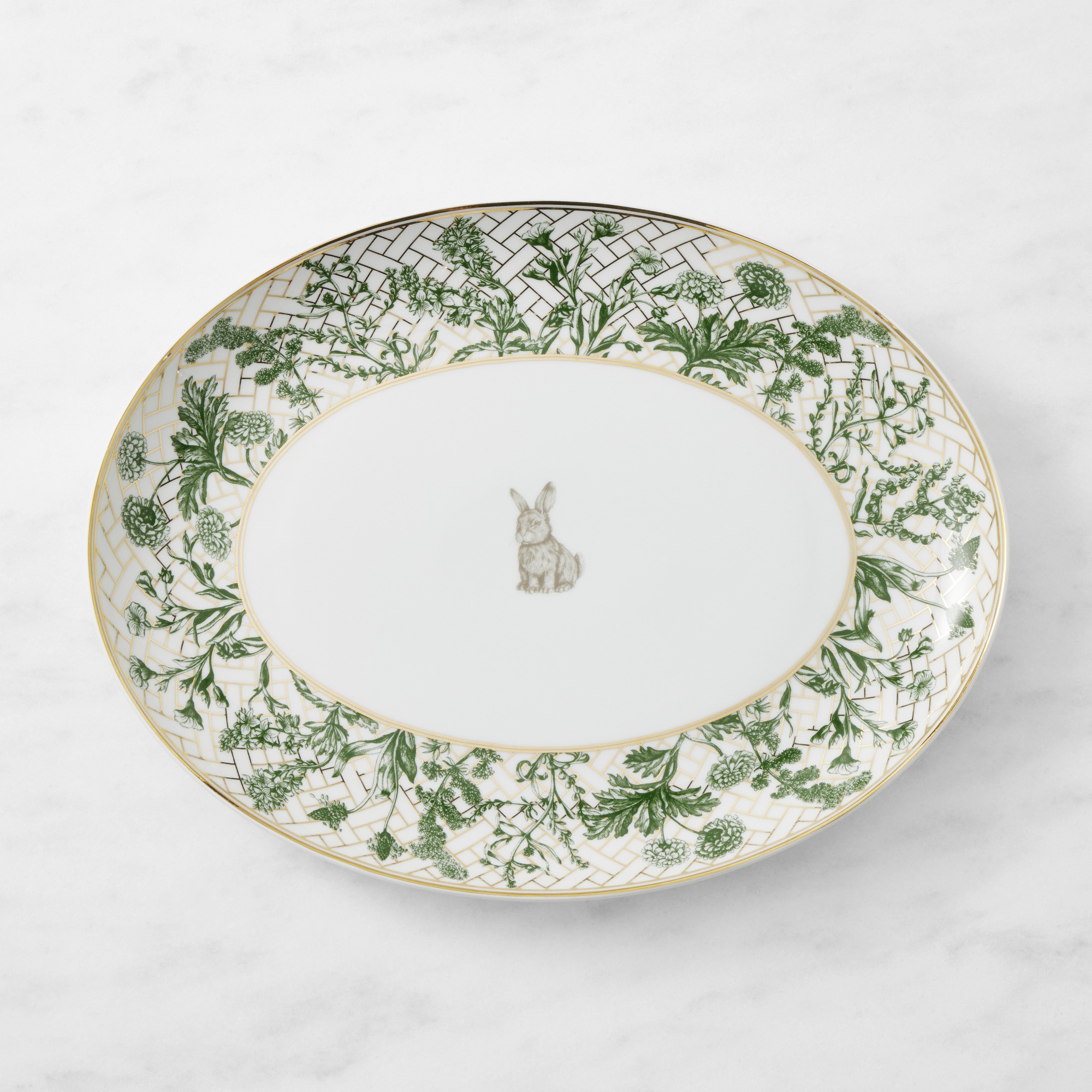 Garden Lattice Bunny Oval Platter