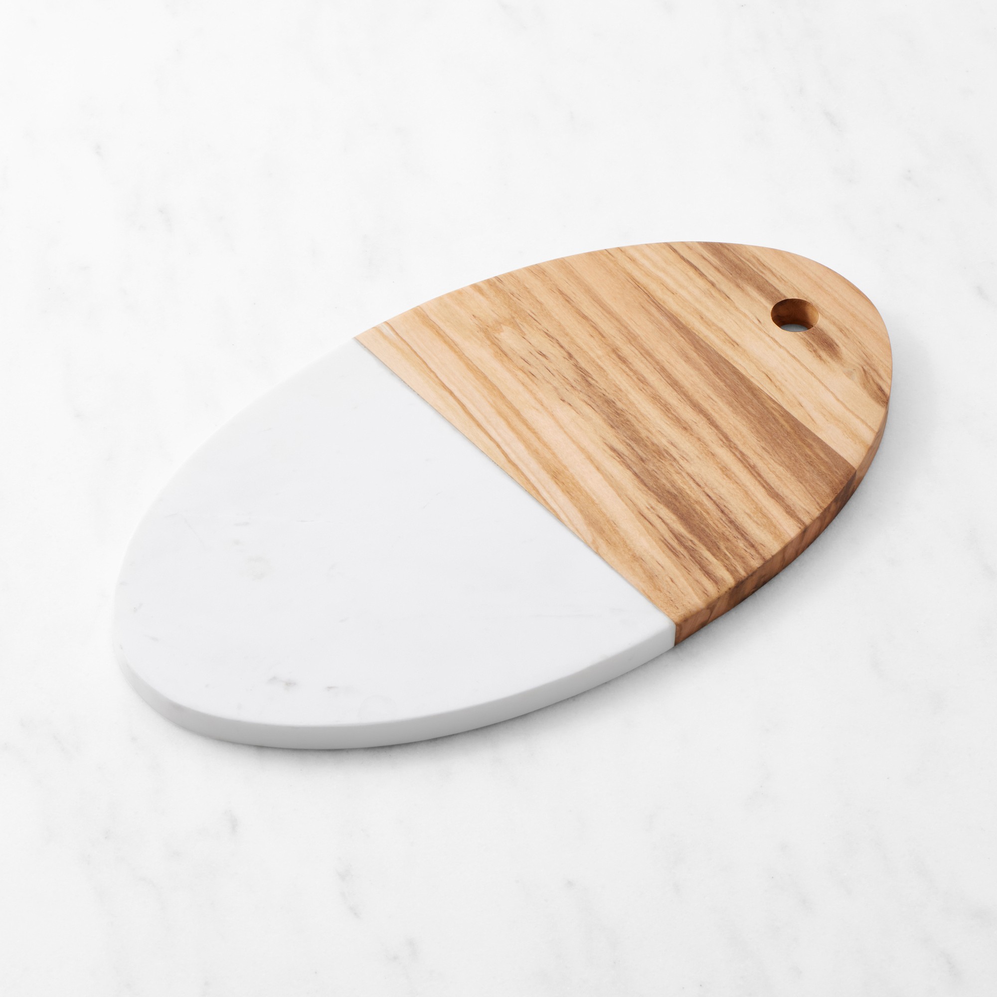 Olivewood & White Marble Oval Cheese Board