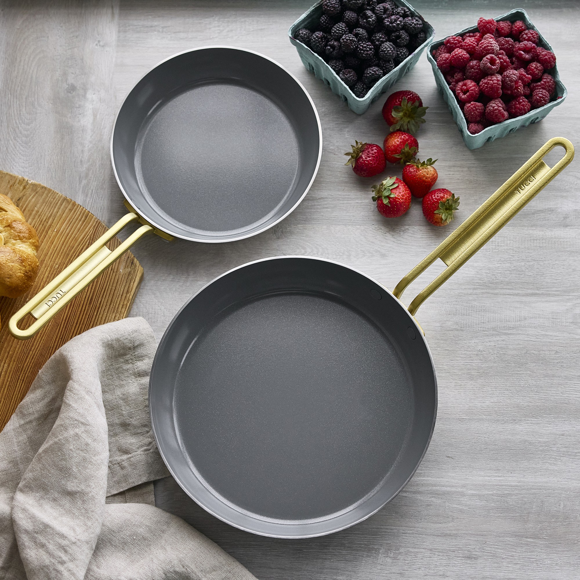 GreenPan™ Stanley Tucci™ Stainless-Steel Ceramic Nonstick Fry Pan Set of 2