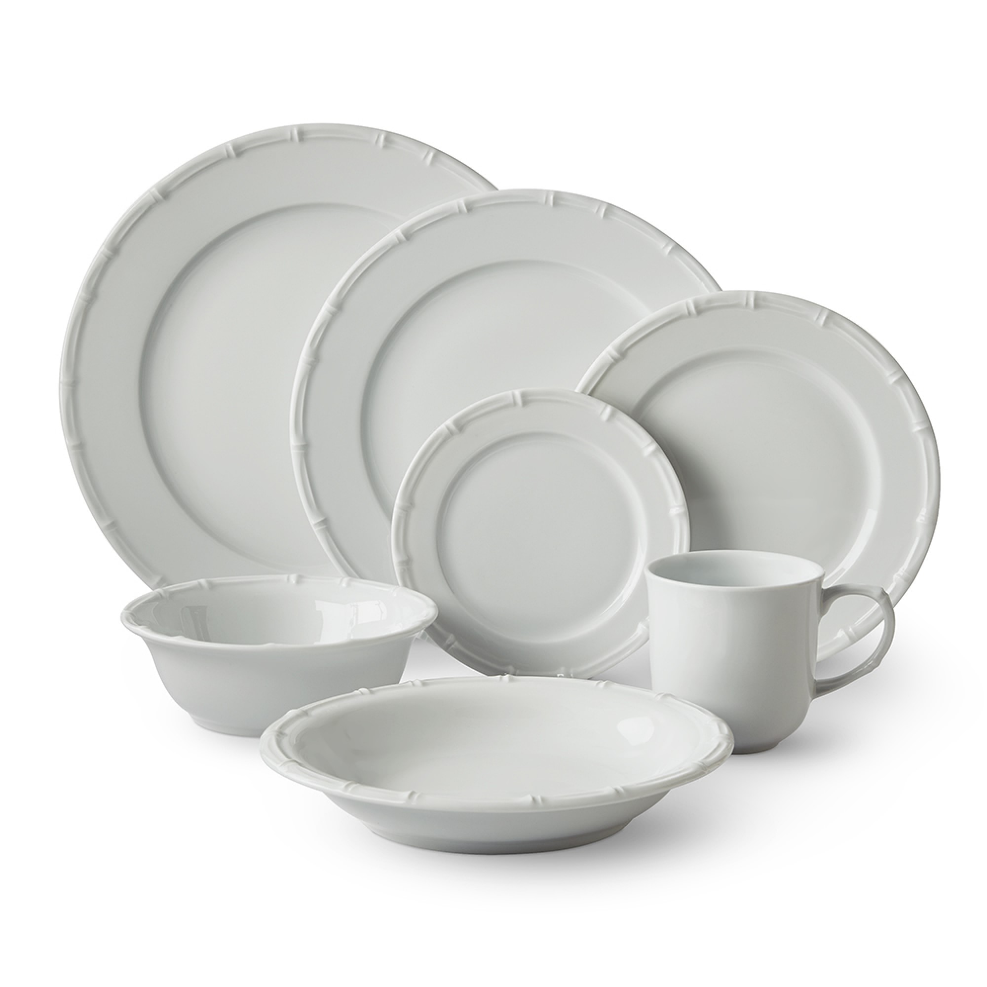 Pillivuyt Bamboo Porcelain Dinner Plates, Set of 4