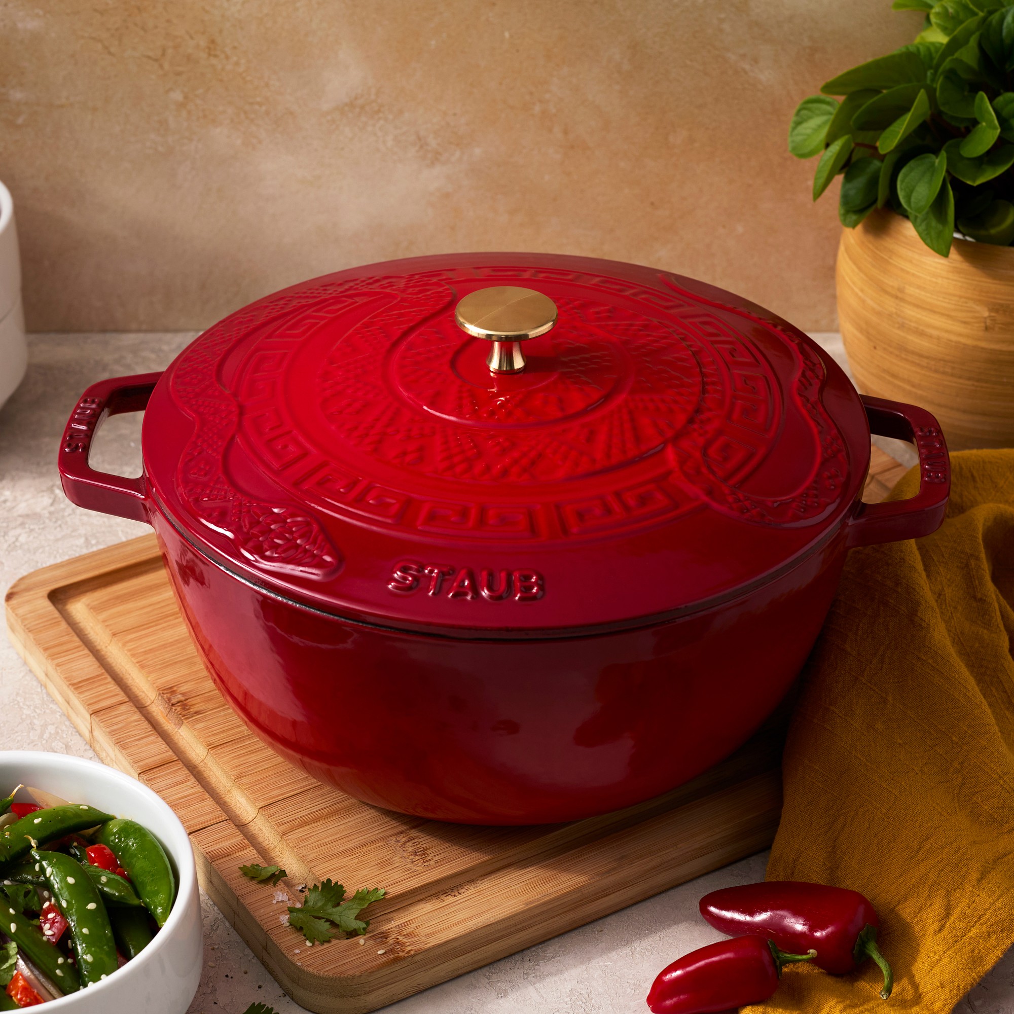 Staub Enameled Cast Iron Essential French Oven with Snake Lid, 5-Qt.