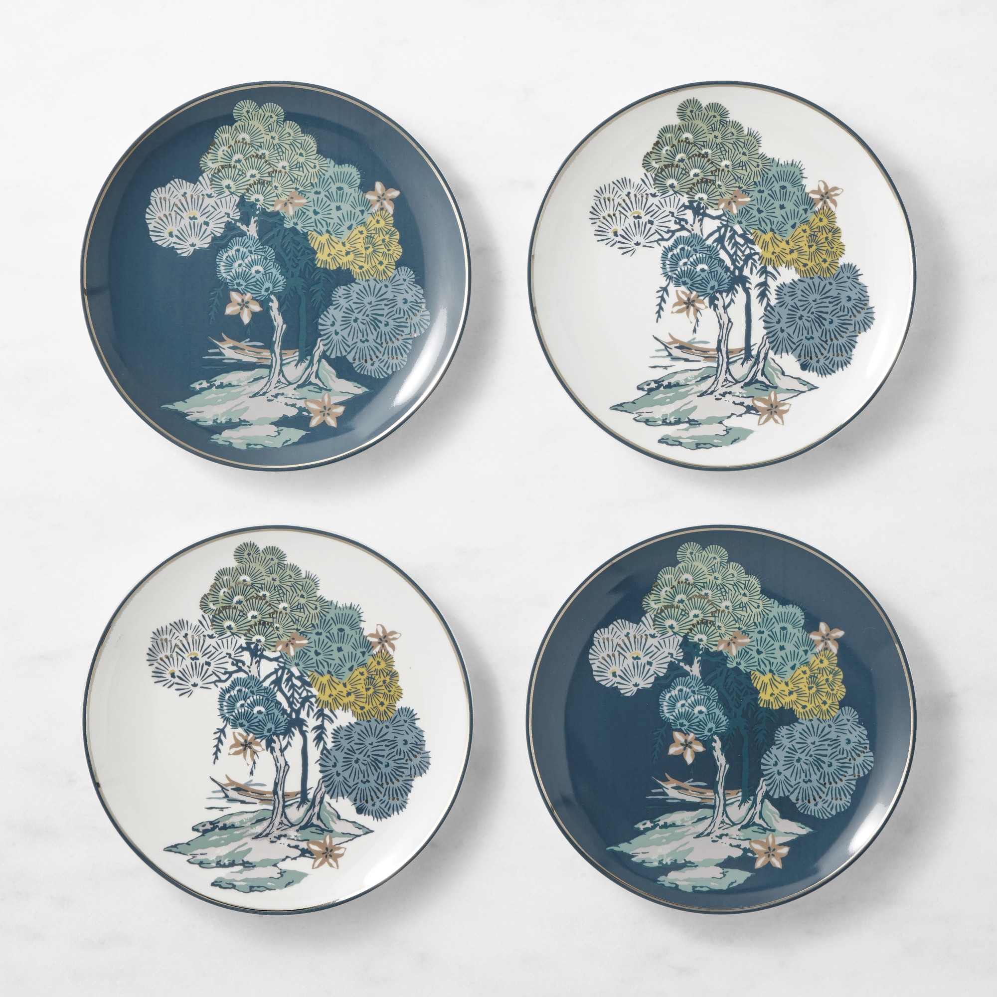 Scalamandré Sea of Trees Appetizer Plates, Set of 4