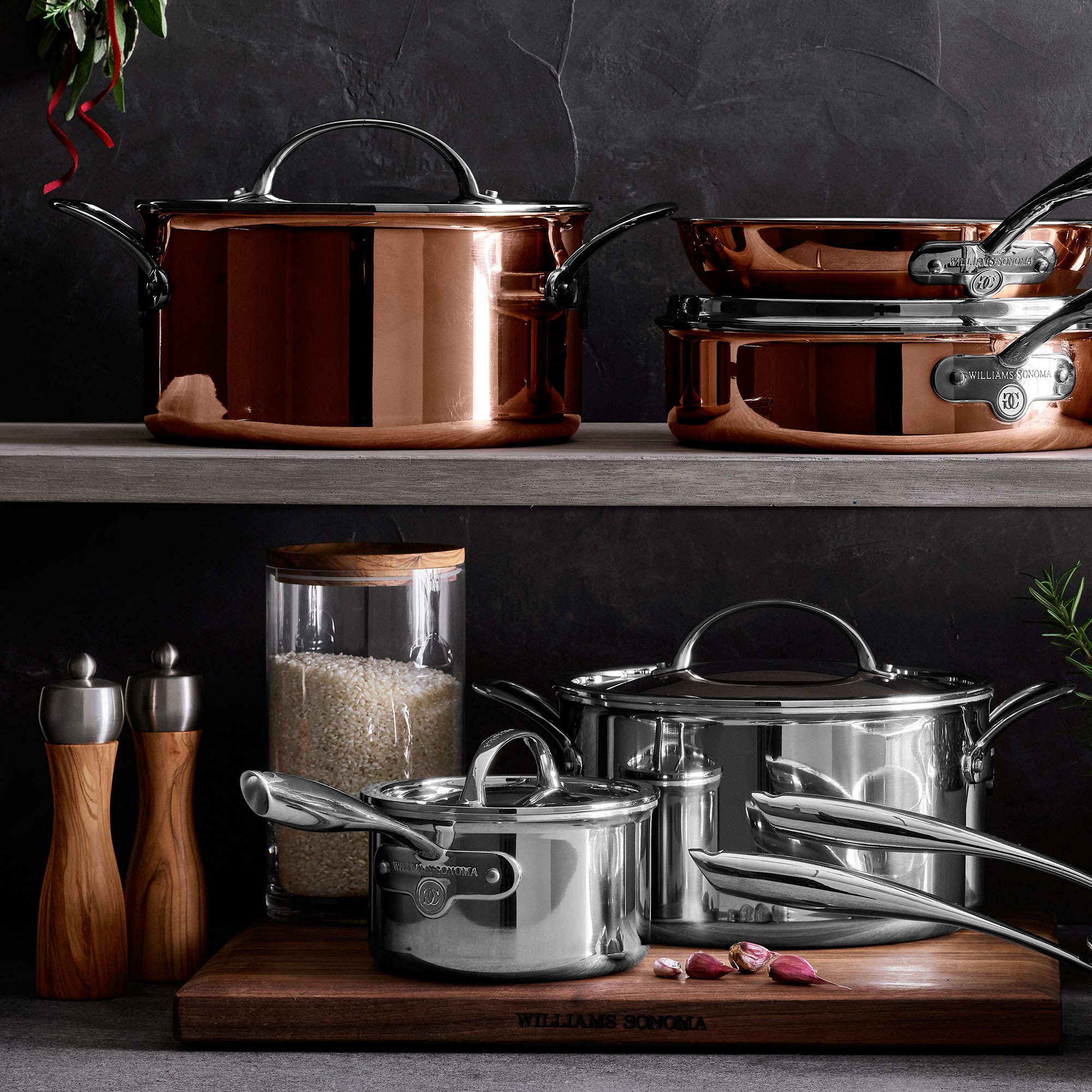 Williams Sonoma Signature Thermo-Clad™ Copper 10-Piece Cookware Set