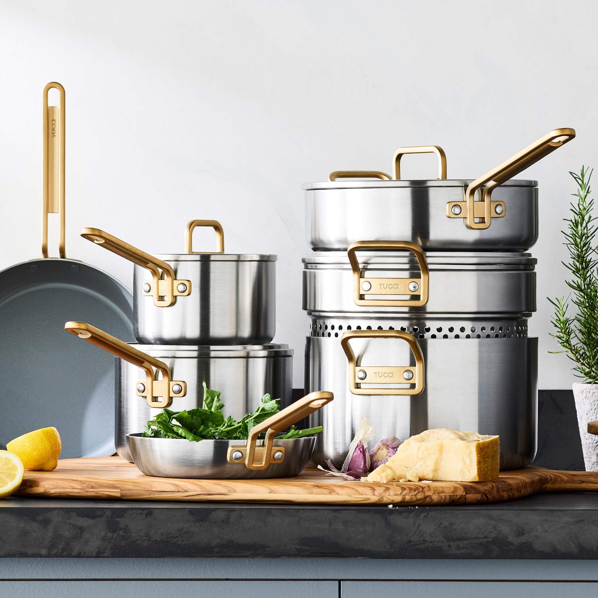 GreenPan™ Stanley Tucci™ Stainless-Steel Ceramic Nonstick 11-Piece Cookware Set