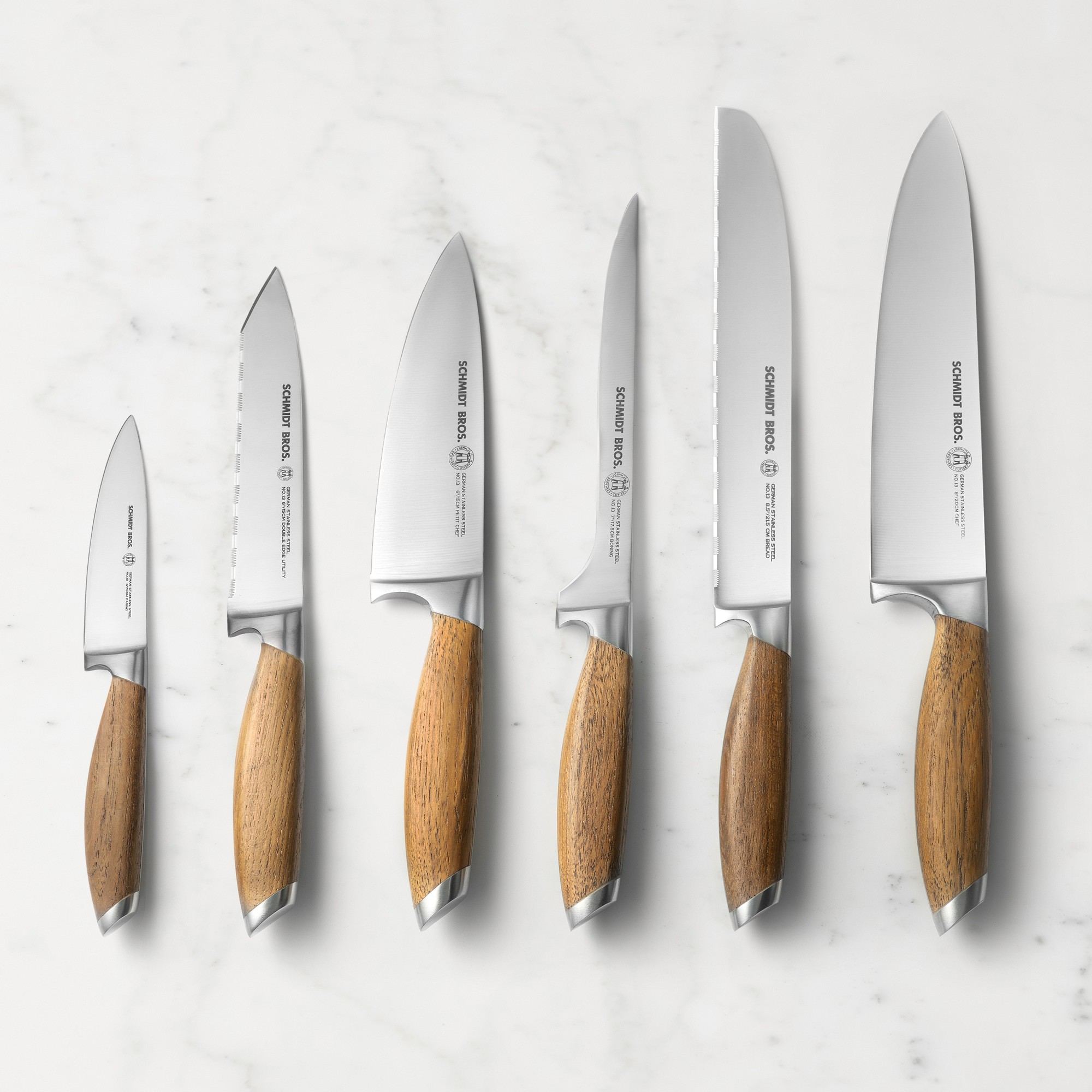 Schmidt Brothers Bonded Teak Knives, Set of 7