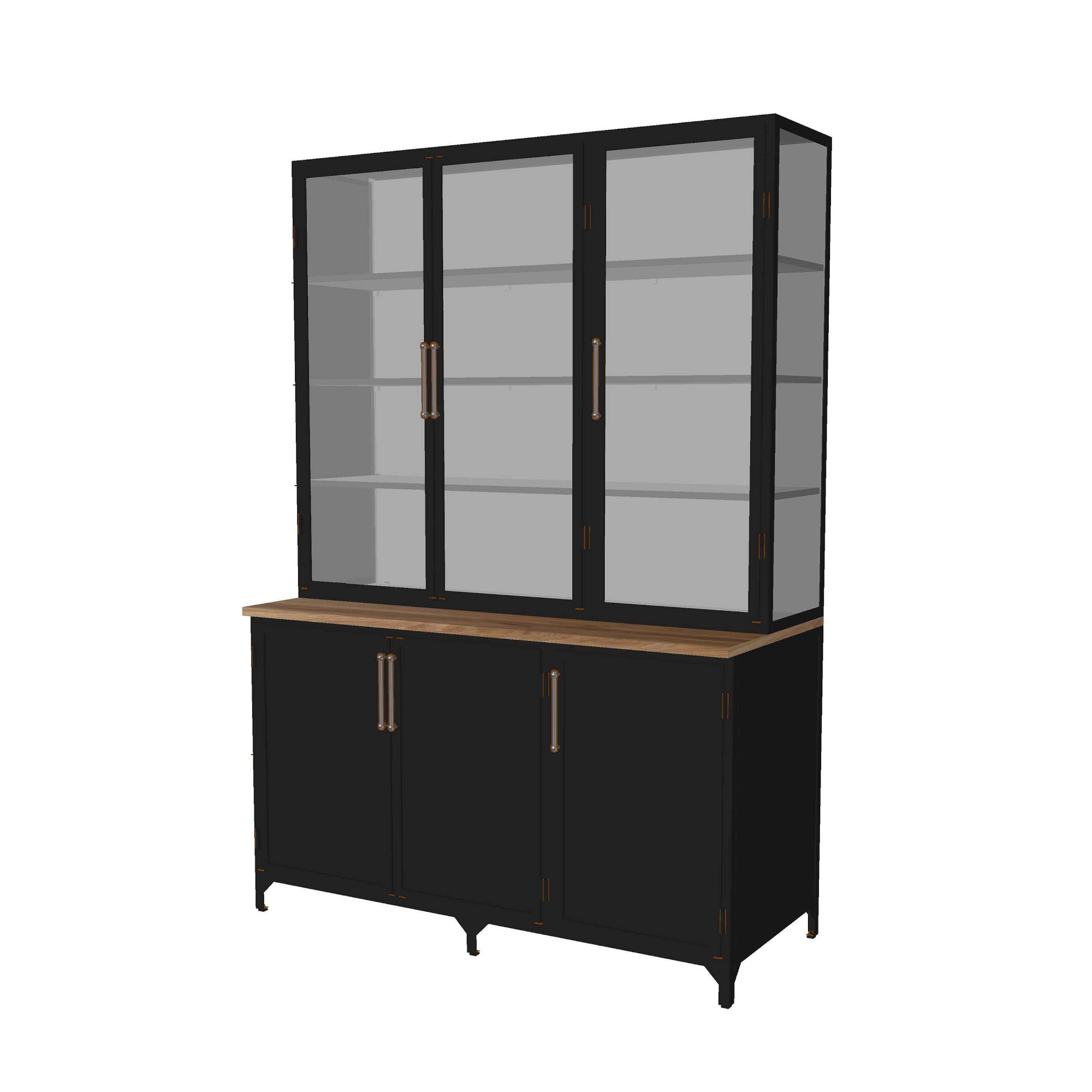 Colt 3- Door Glass Storage Cabinet with Counter (60)