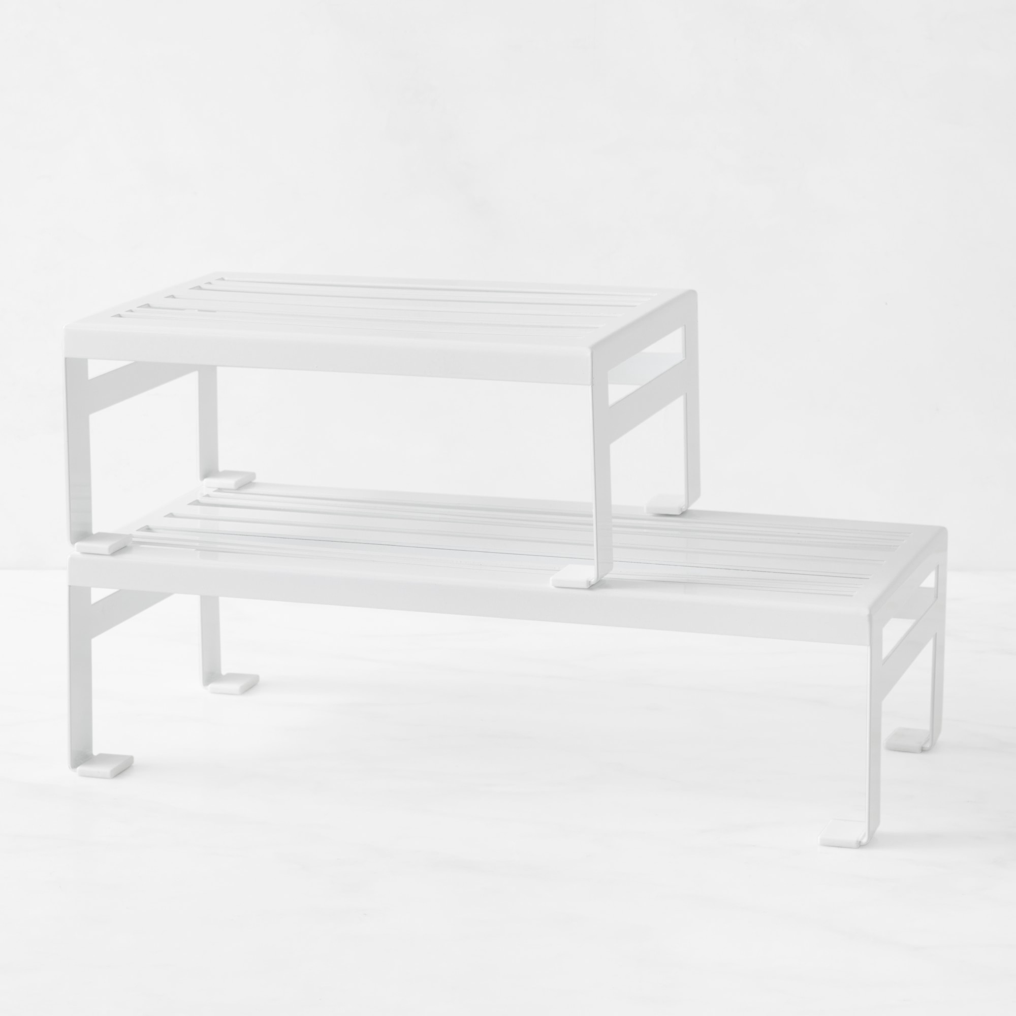 Hold Everything White Powder Coat Metal Shelf Riser Set