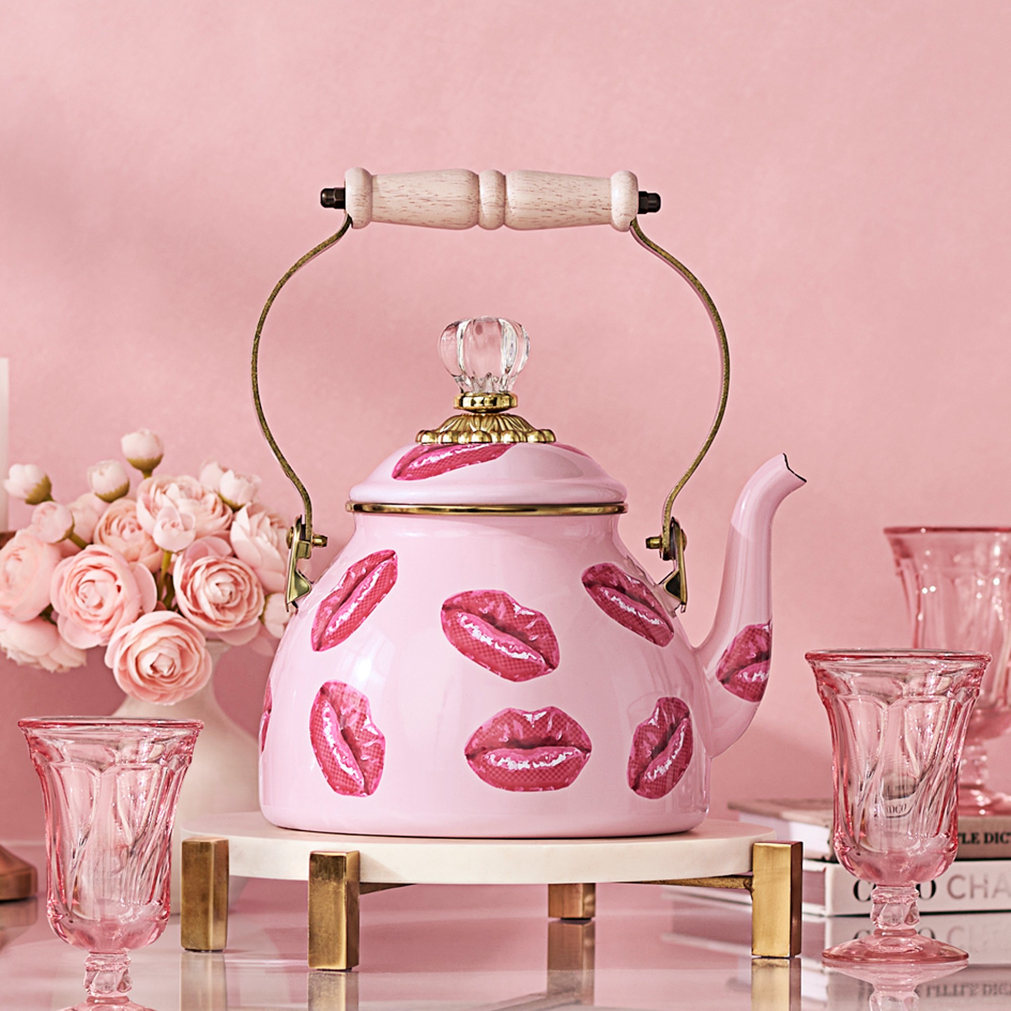 MacKenzie-Childs Kiss Me Tea Kettle, 2-Qt.