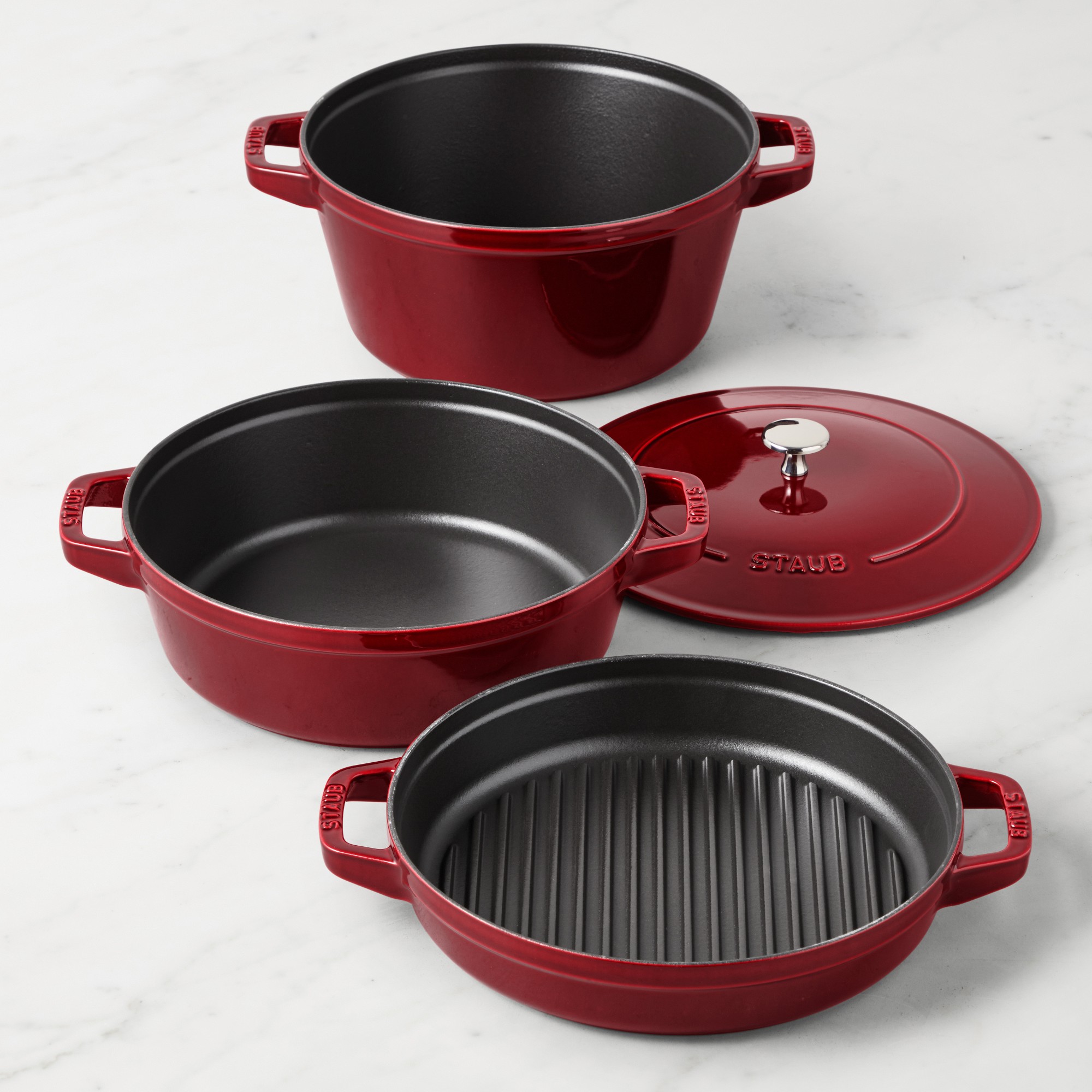 Staub Enameled Cast Iron Stackable 4-Piece Cookware Set