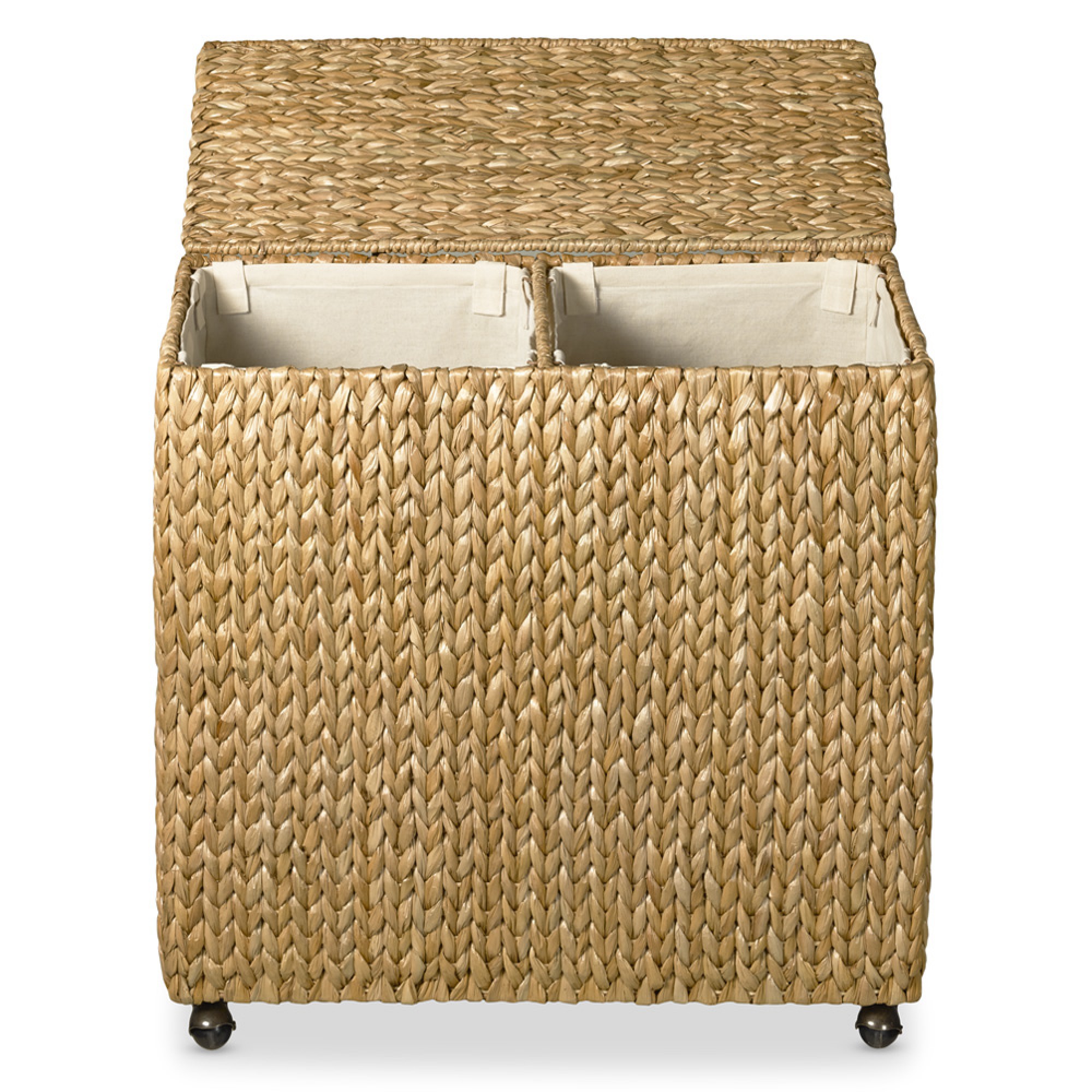 Nantucket Woven Seagrass Double Hamper on Wheels