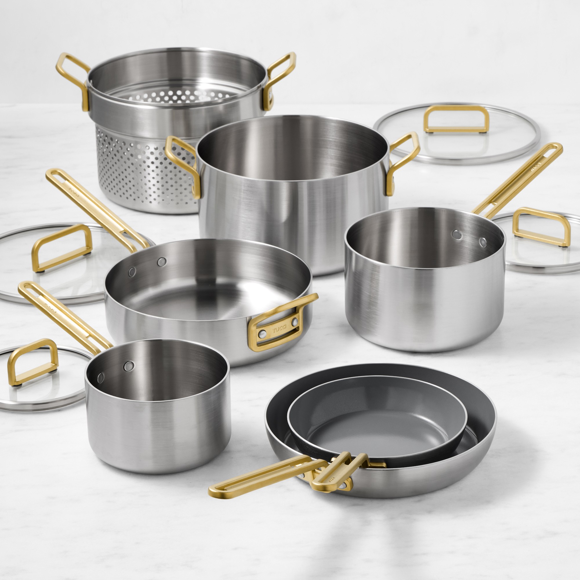 GreenPan™ Stanley Tucci™ Stainless-Steel Mixed Material 11-Piece Cookware Set