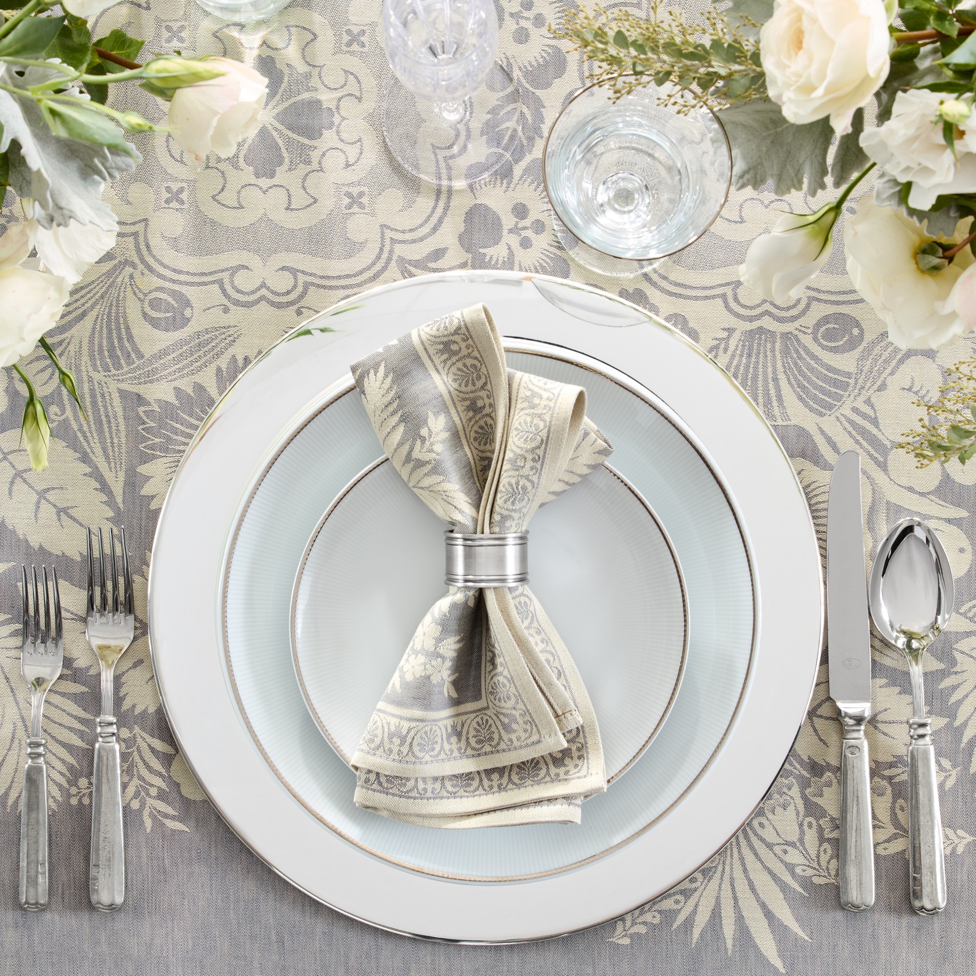 Vintage Floral Jacquard Napkins, Set of 4