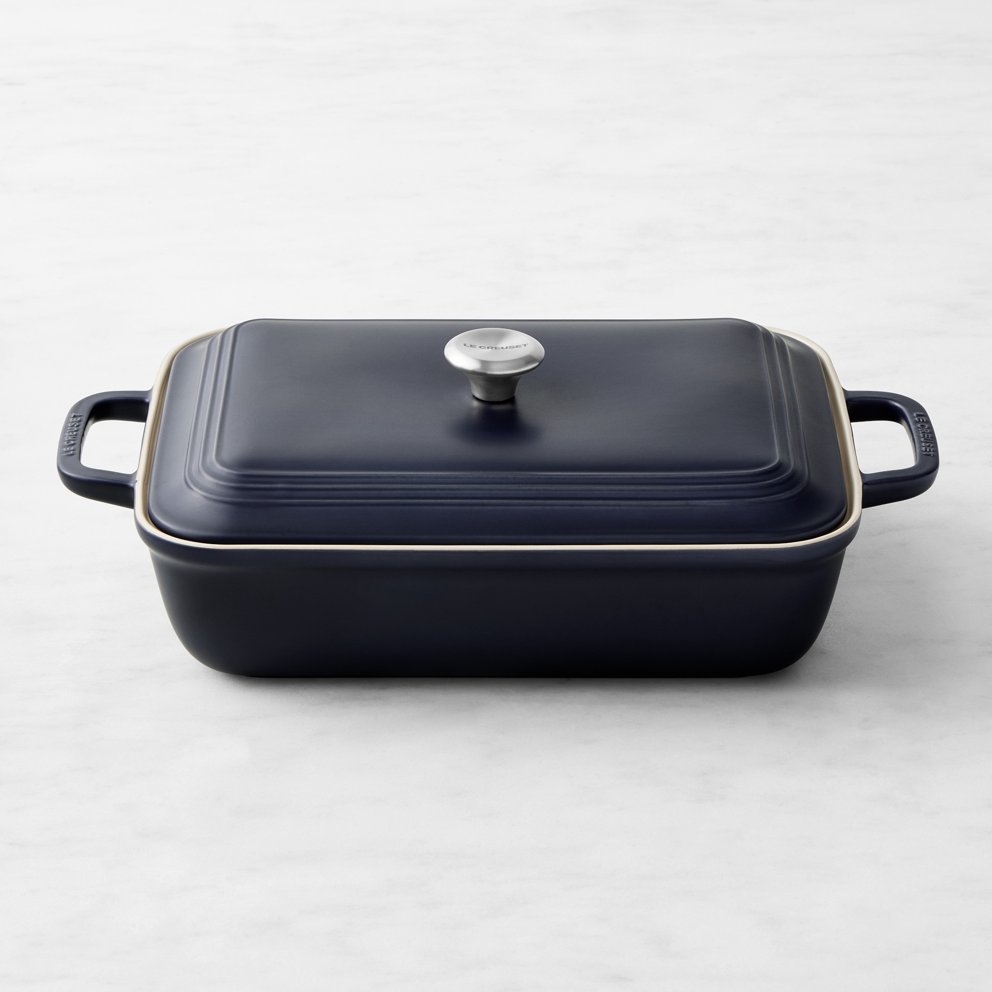 Le Creuset San Francisco Stoneware Rectangular Covered Baker, Matte Navy