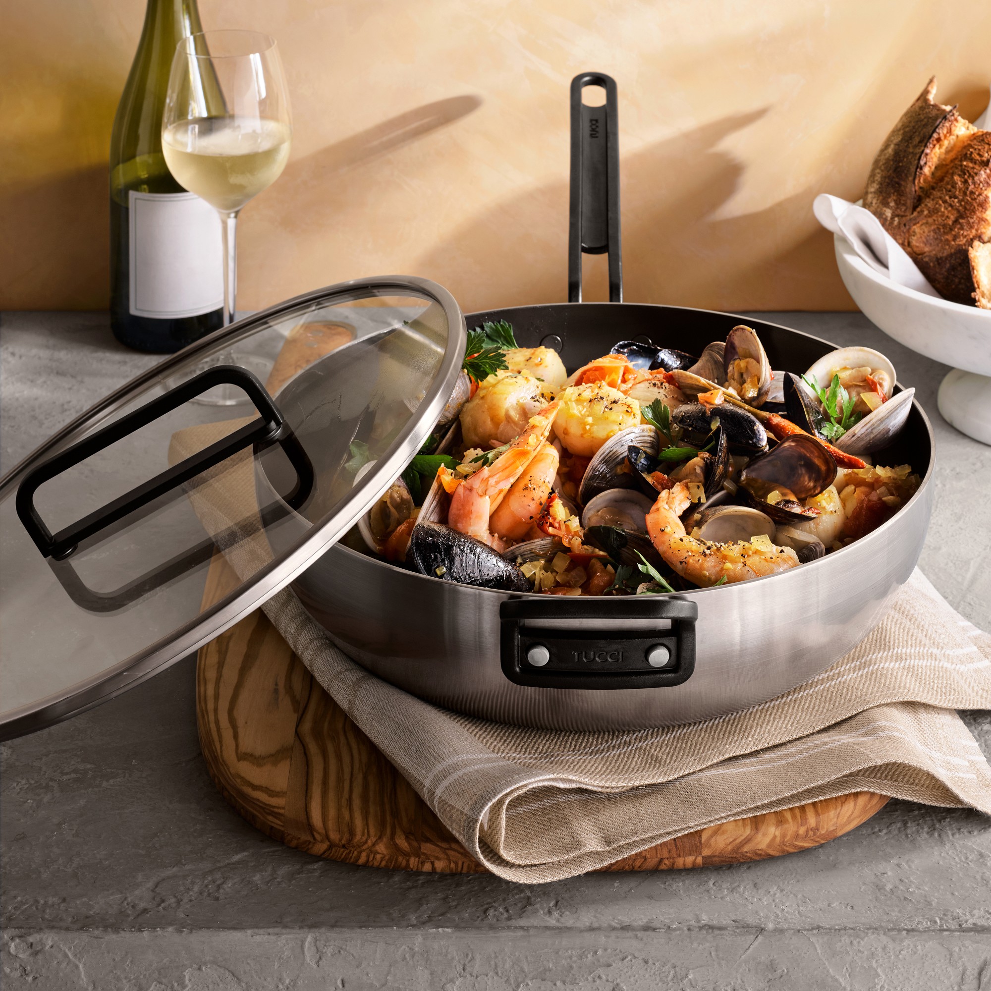 GreenPan™ Stanley Tucci™ Stainless-Steel Ceramic Nonstick Essential Stanley Pan, 6 1/2-Qt.