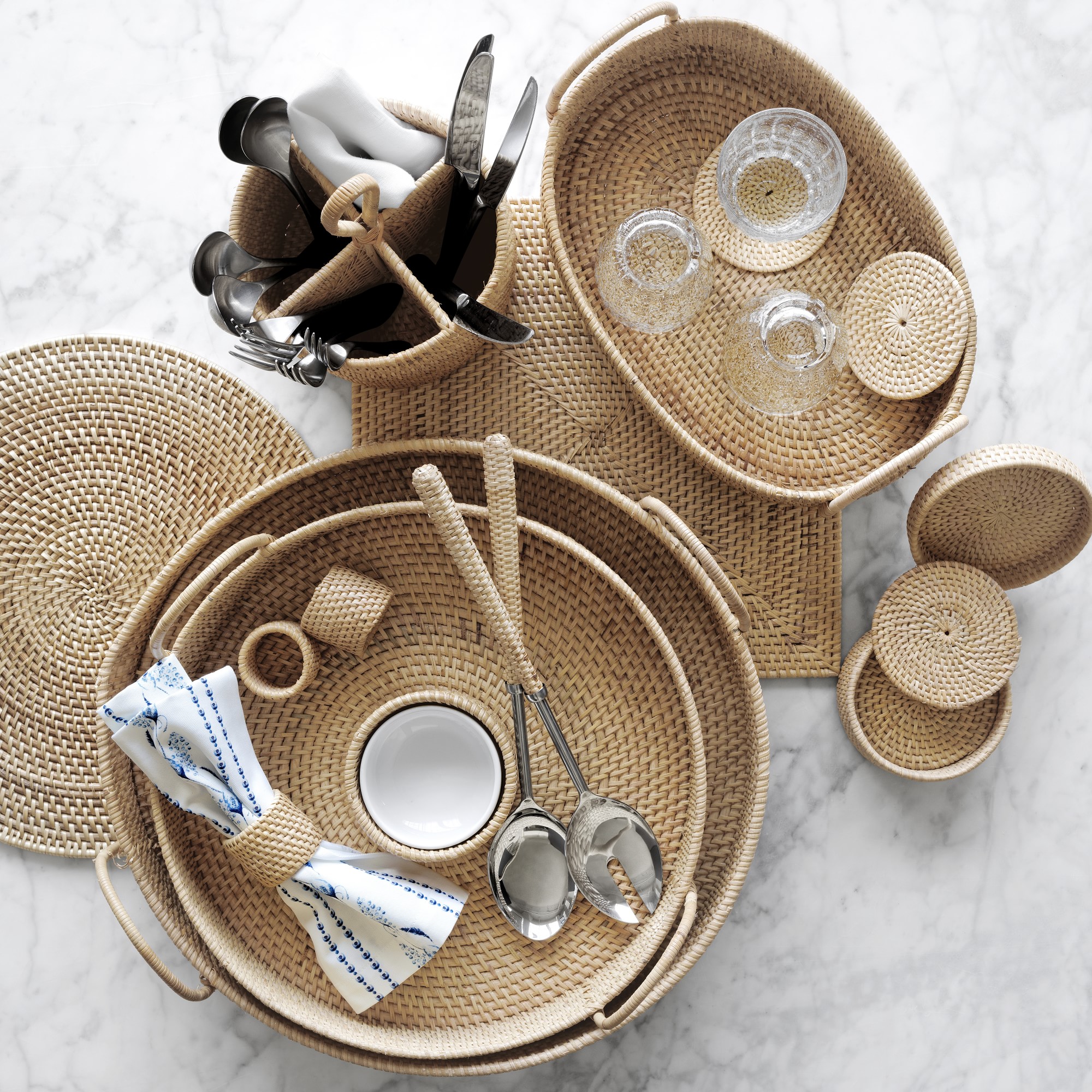 Light Woven Coasters, Set of 6