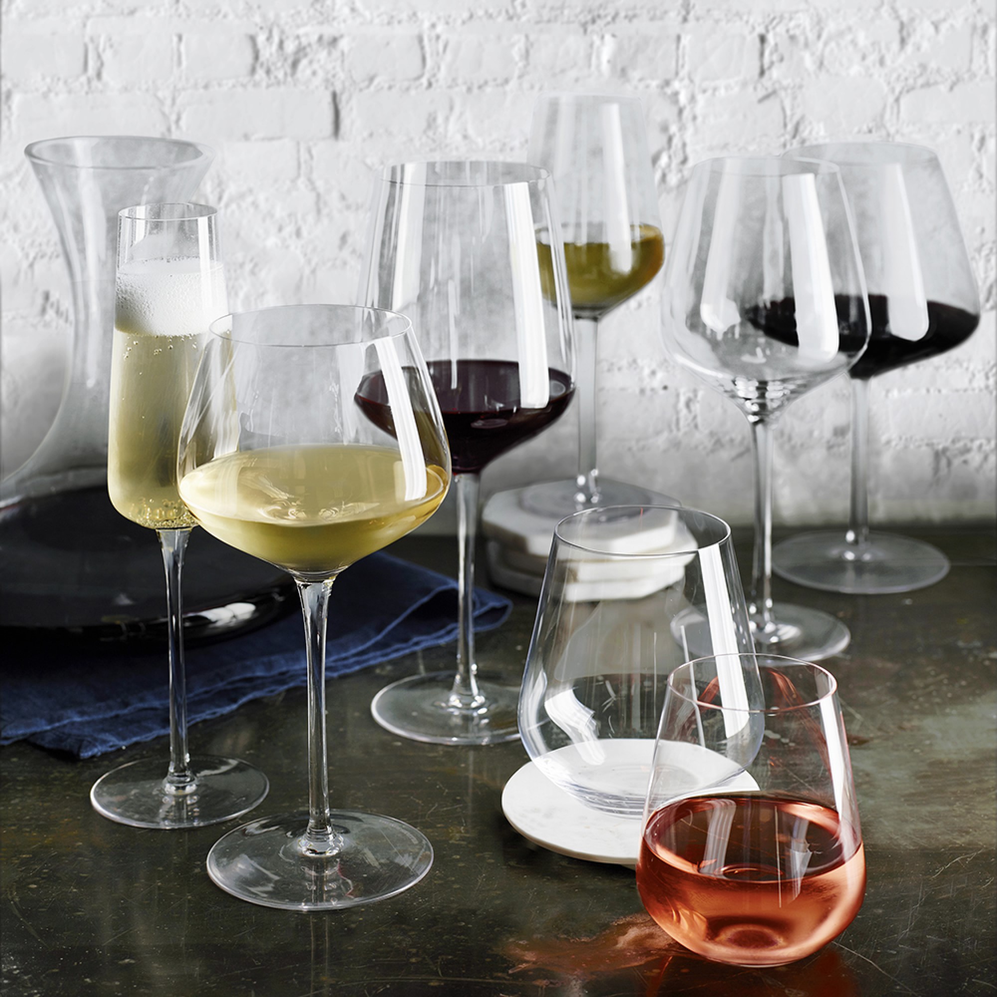 Williams Sonoma Estate Stemless White Wine Glasses