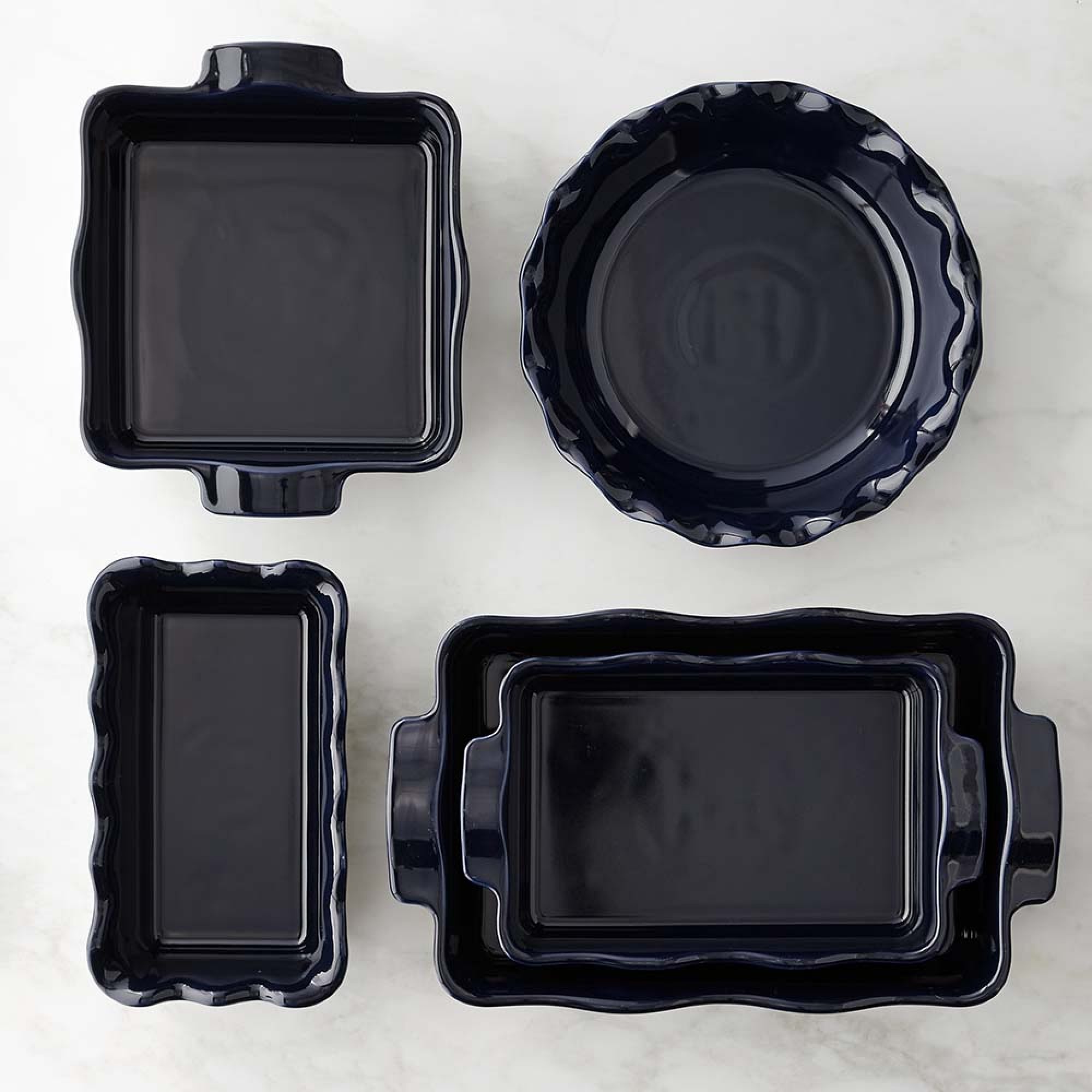 Emile Henry French Ceramic Ruffle Bakeware, Ultimate Set of 5