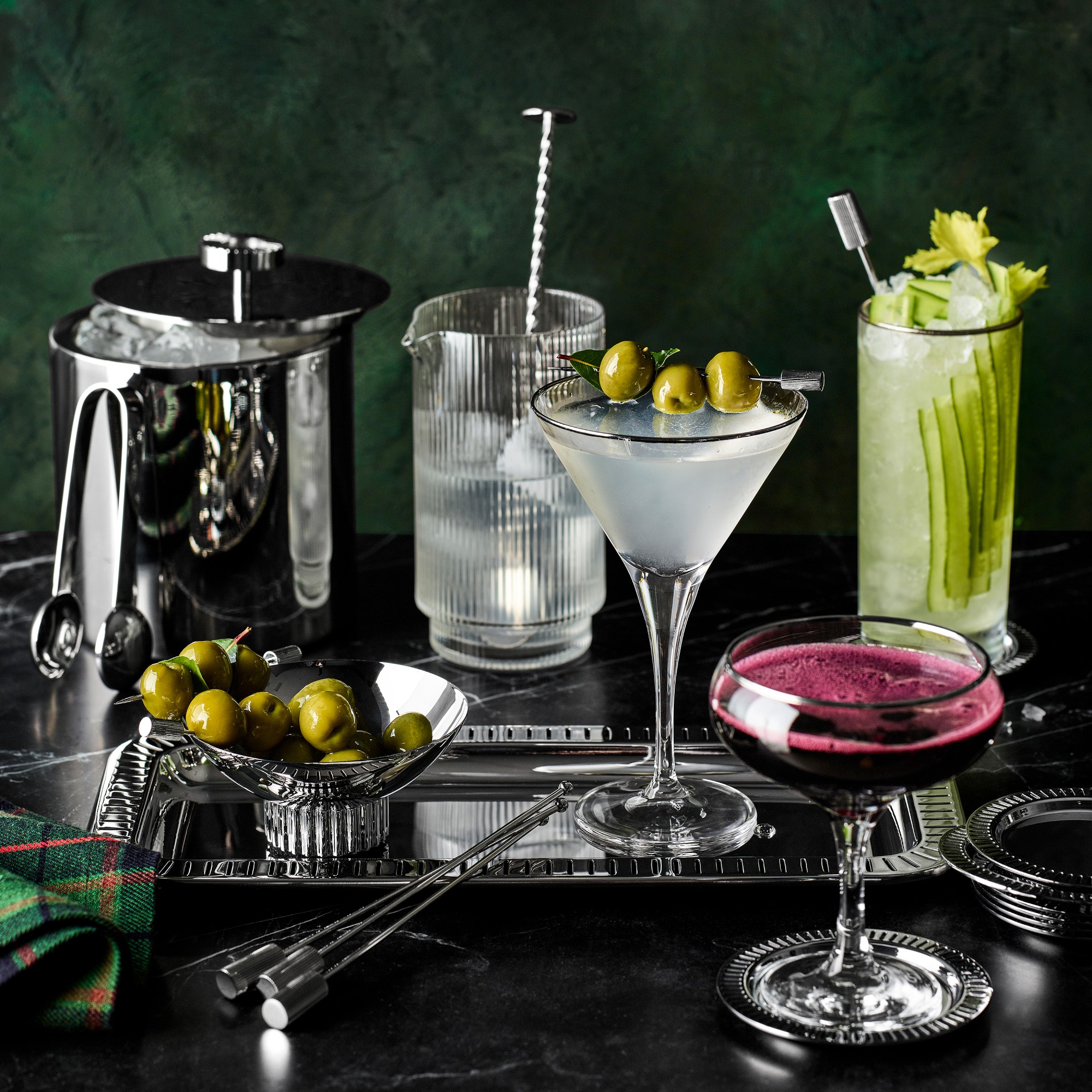 Silver Rim Highball Glasses