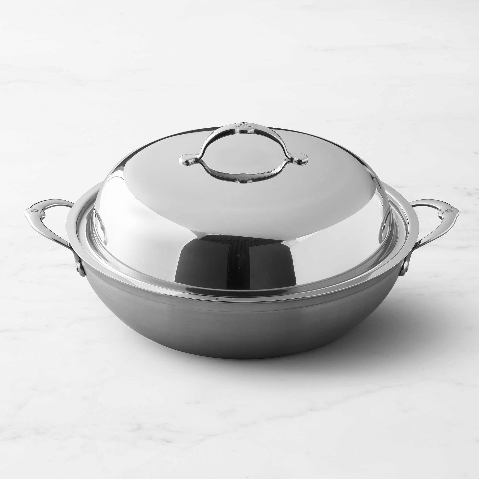 Hestan ProBond Professional Clad Stainless-Steel Covered Wok with Helper Handles, 14