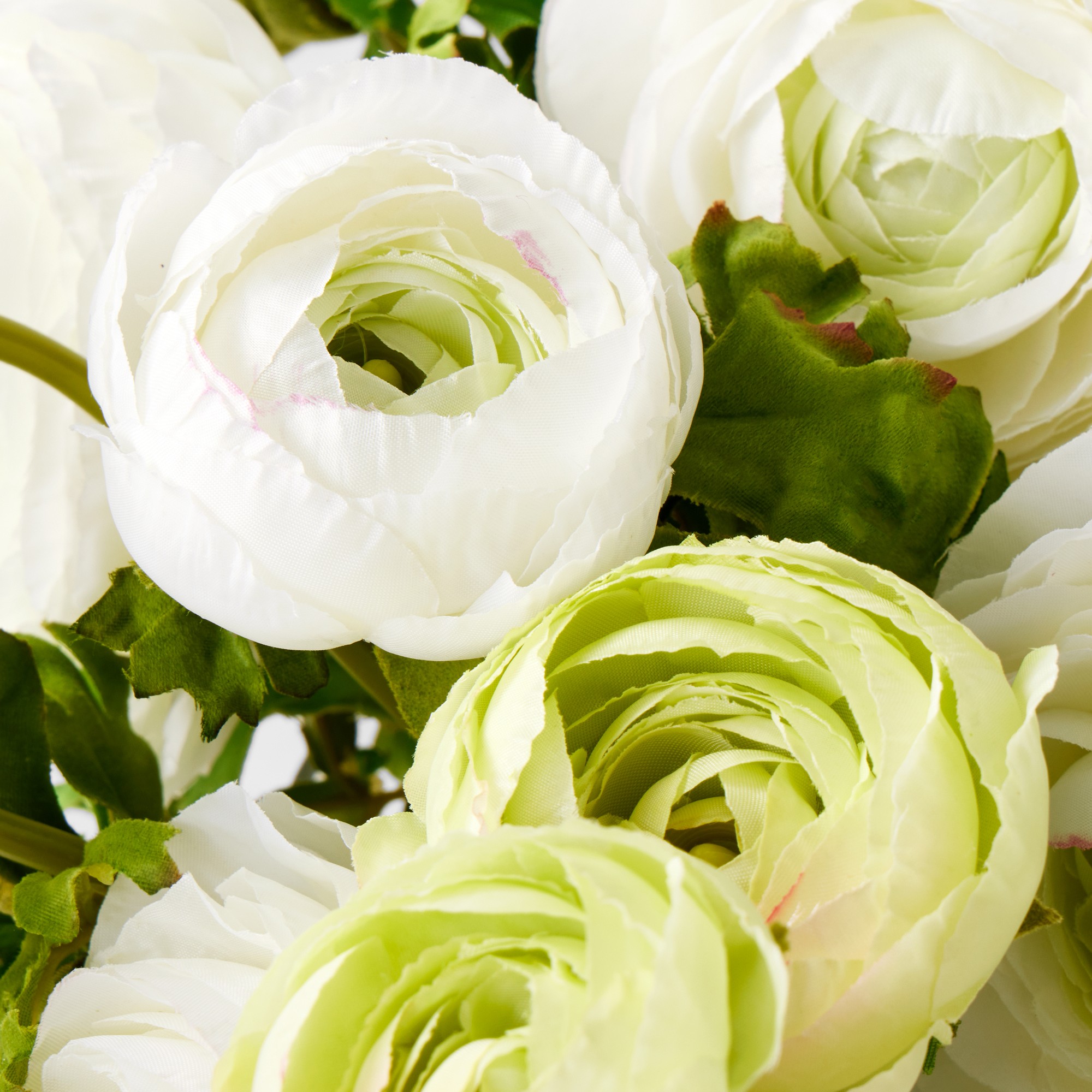Faux Ranunculus Floral Arrangement in Glass Vase