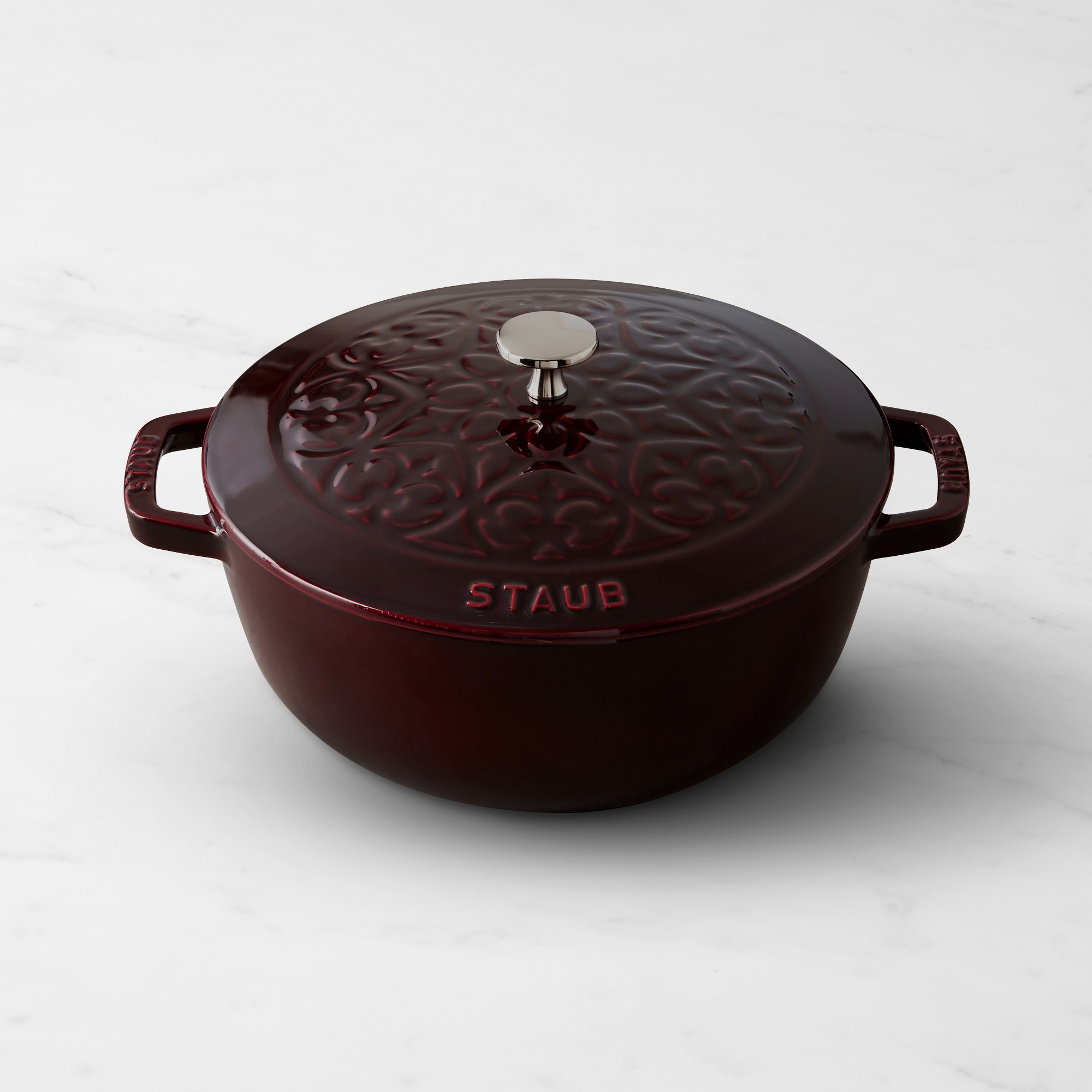 Staub Enameled Cast Iron Essential Lily Embossed French Oven