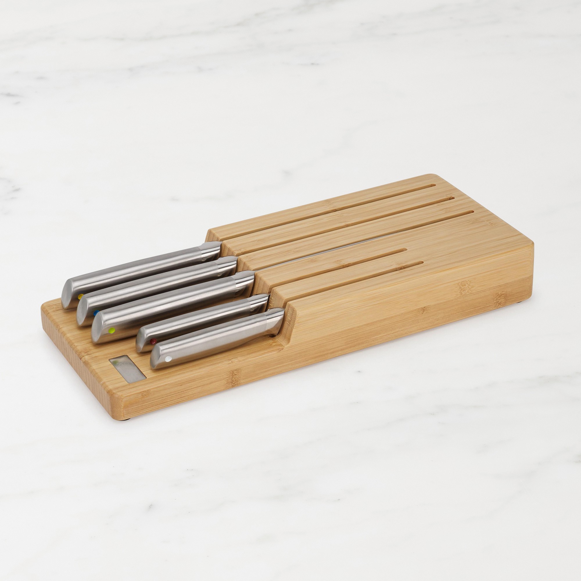 Joseph Joseph Elevate Steel Knives Bamboo Knives with In-Drawer Storage Tray, Set of 5